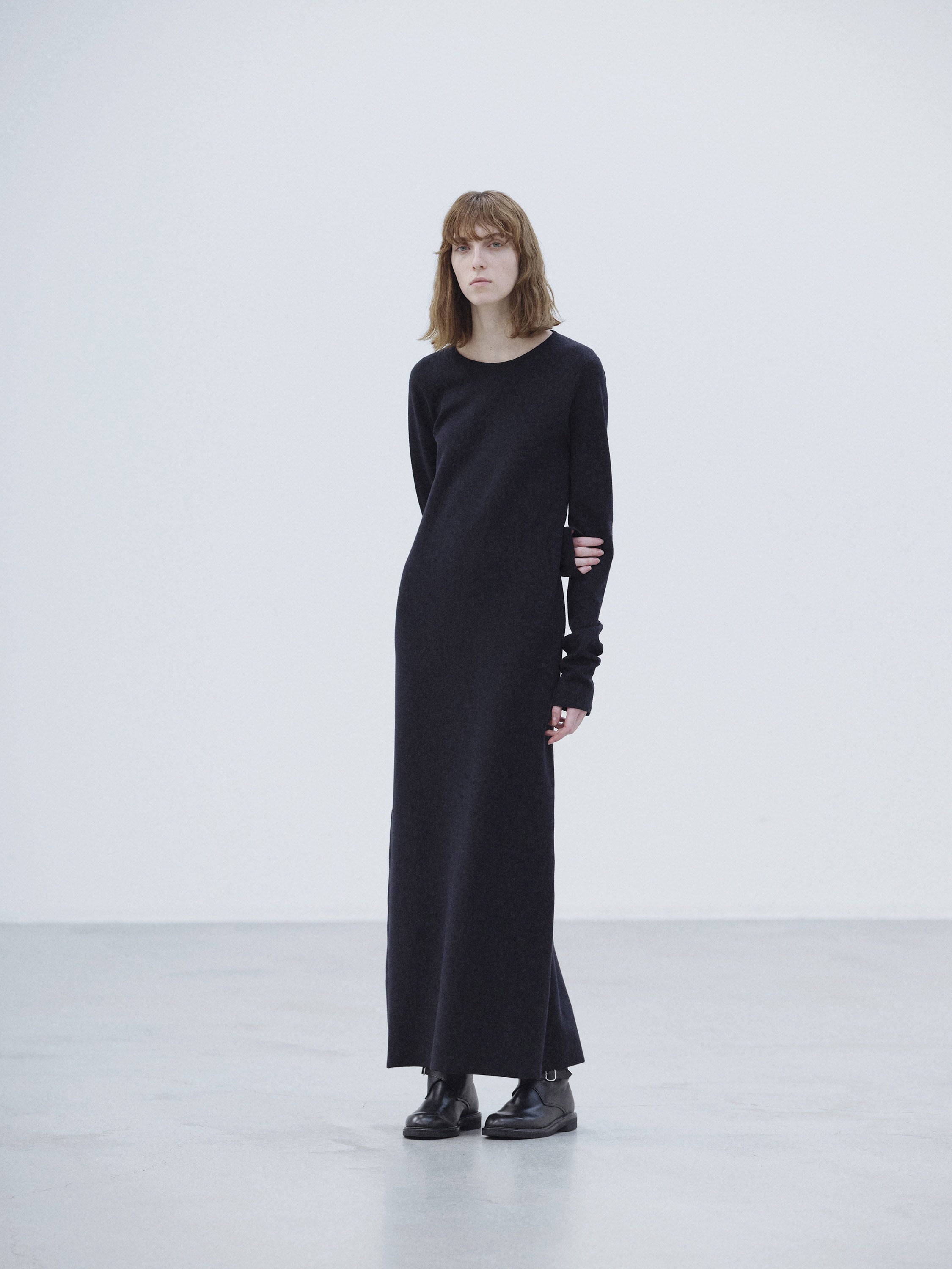 WOOL STRETCH DOUBLE FACE KNIT DRESS 詳細画像 BLACK 2