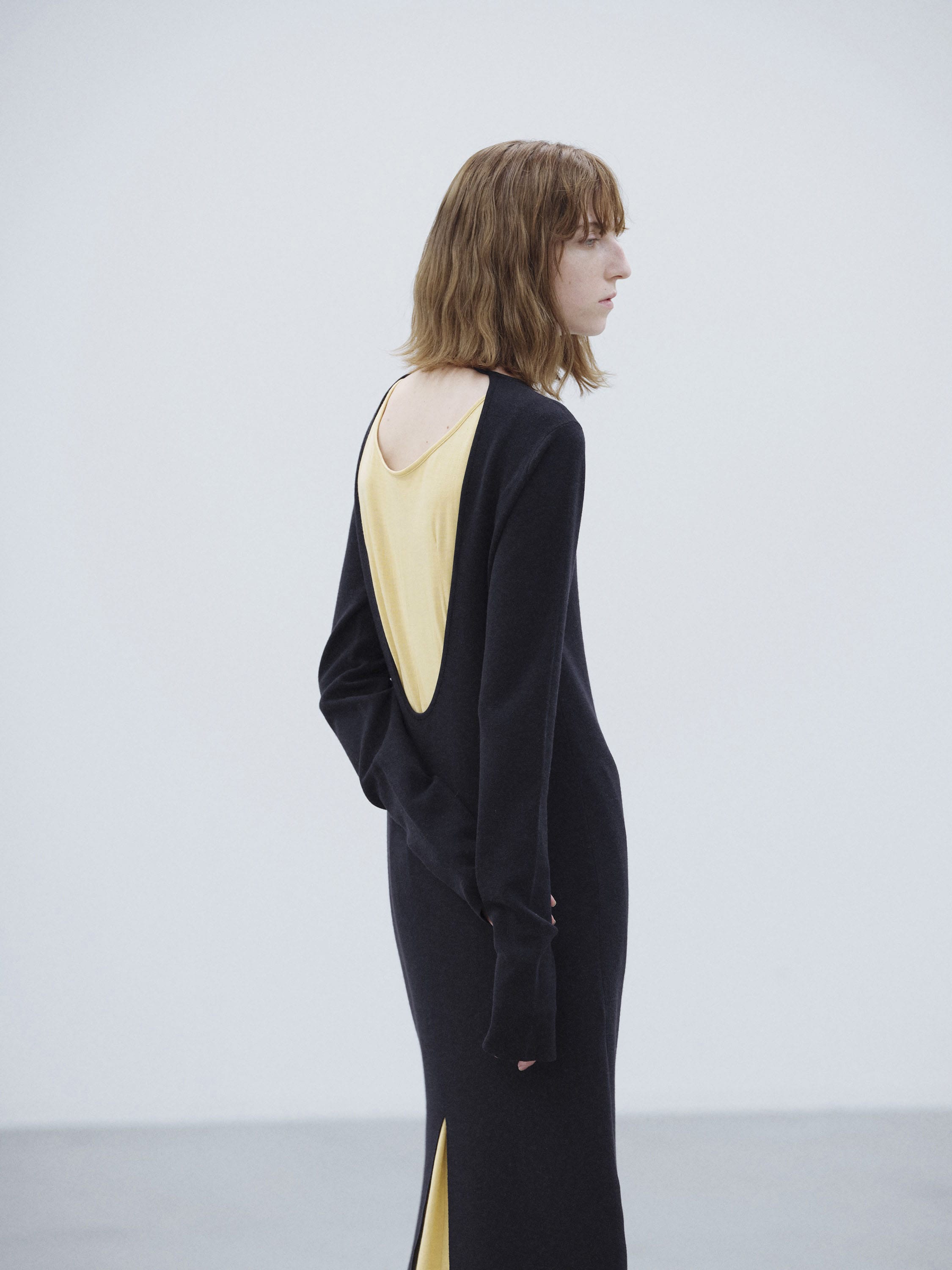 WOOL STRETCH DOUBLE FACE KNIT DRESS 詳細画像 BLACK 3