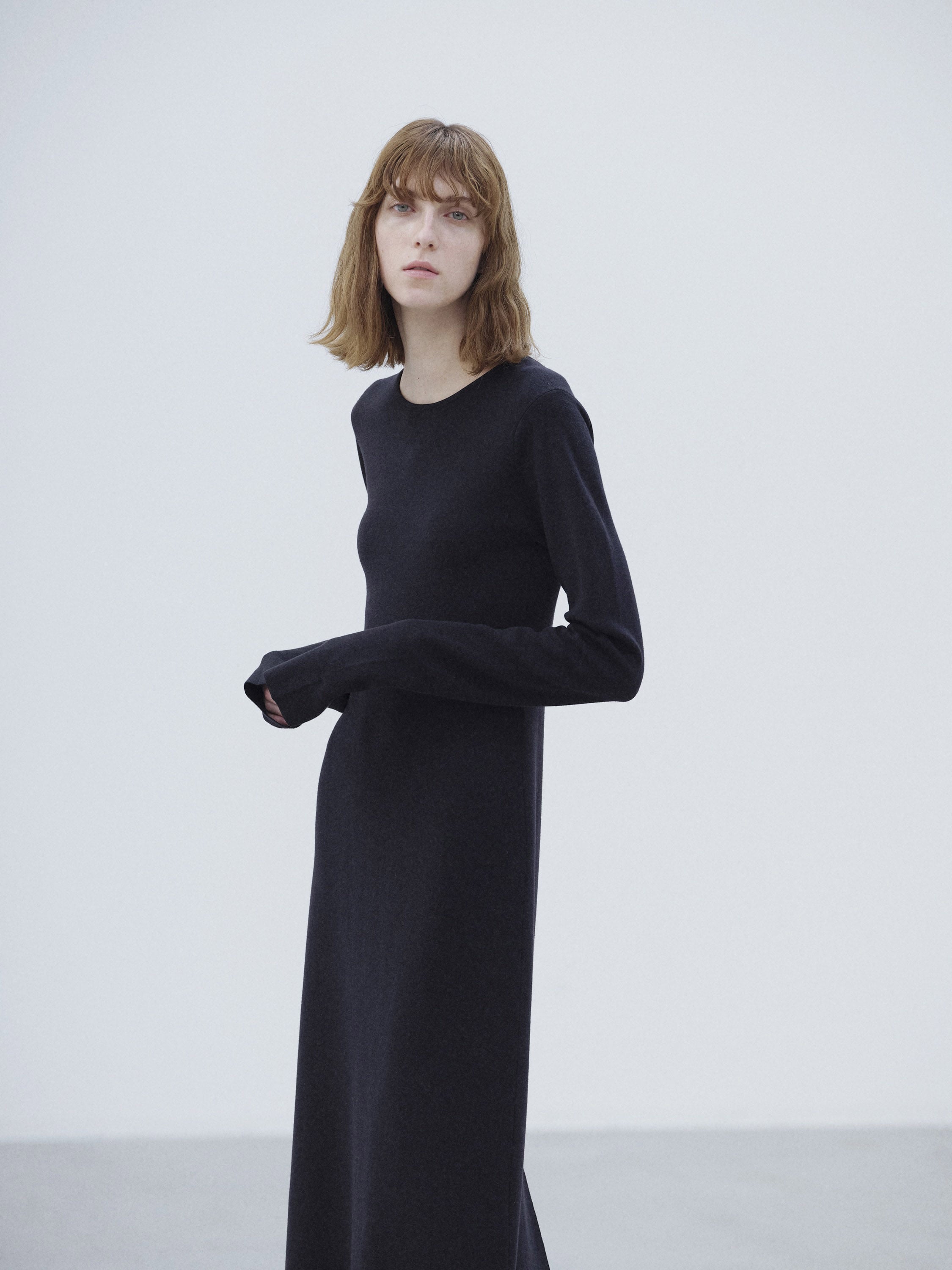 WOOL STRETCH DOUBLE FACE KNIT DRESS 詳細画像 BLACK 4