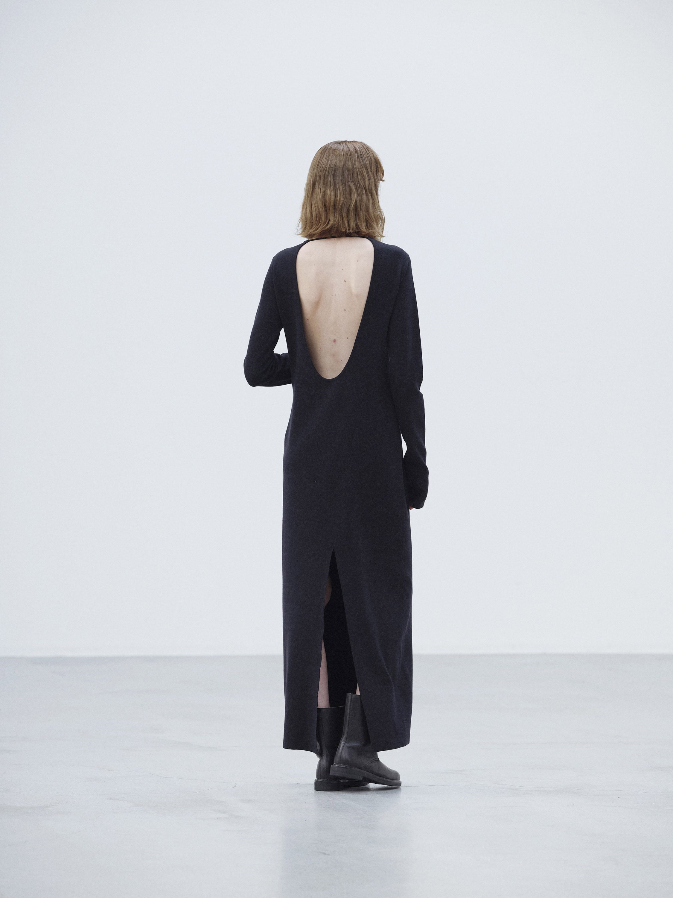 WOOL STRETCH DOUBLE FACE KNIT DRESS 詳細画像 BLACK 5