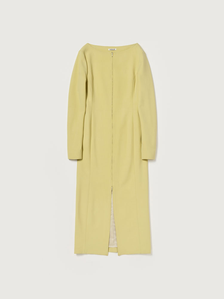 TENSE WOOL DOUBLE CLOTH FRONT-ZIP DRESS