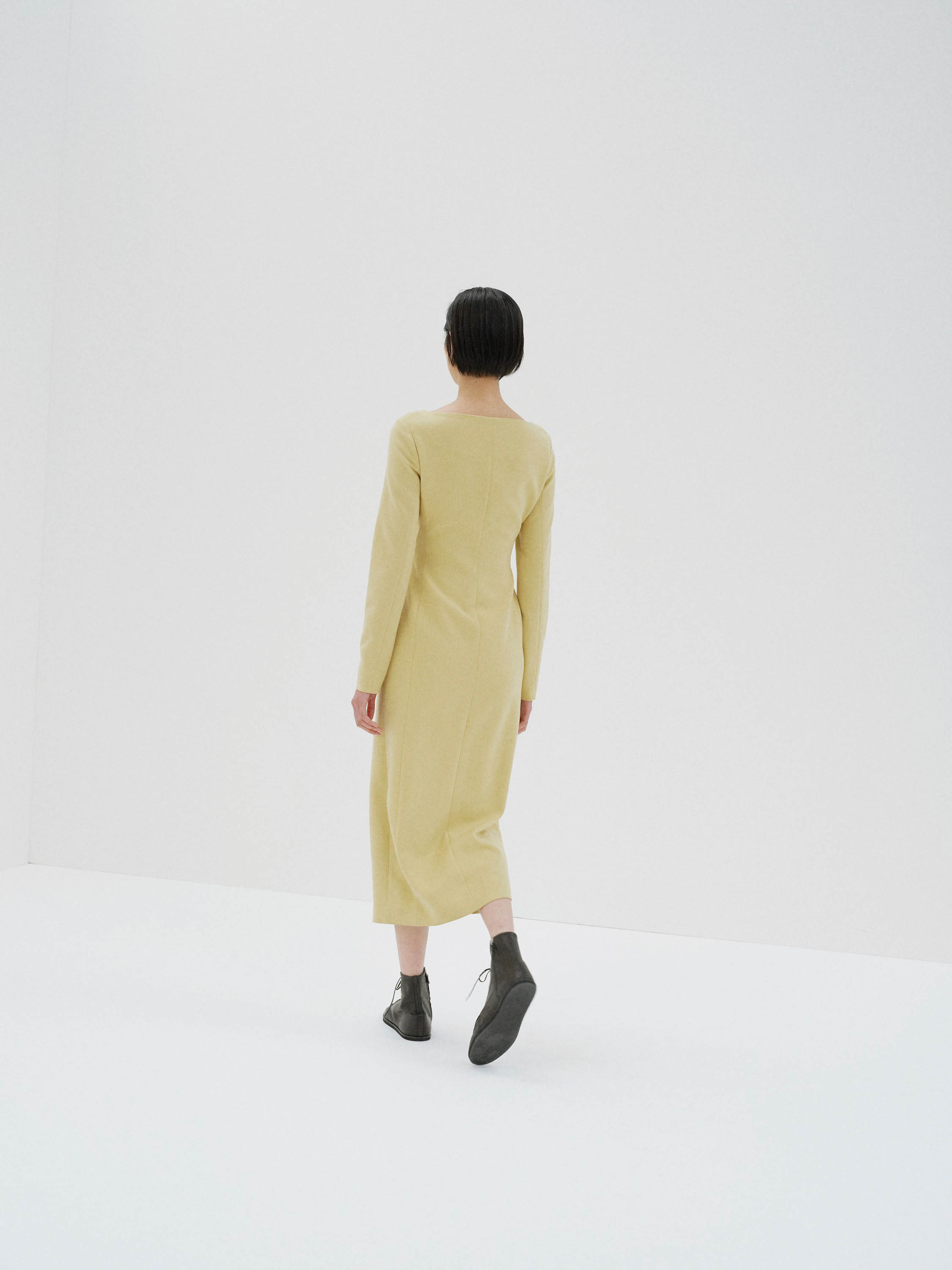 TENSE WOOL DOUBLE CLOTH FRONT-ZIP DRESS - AURALEE Official