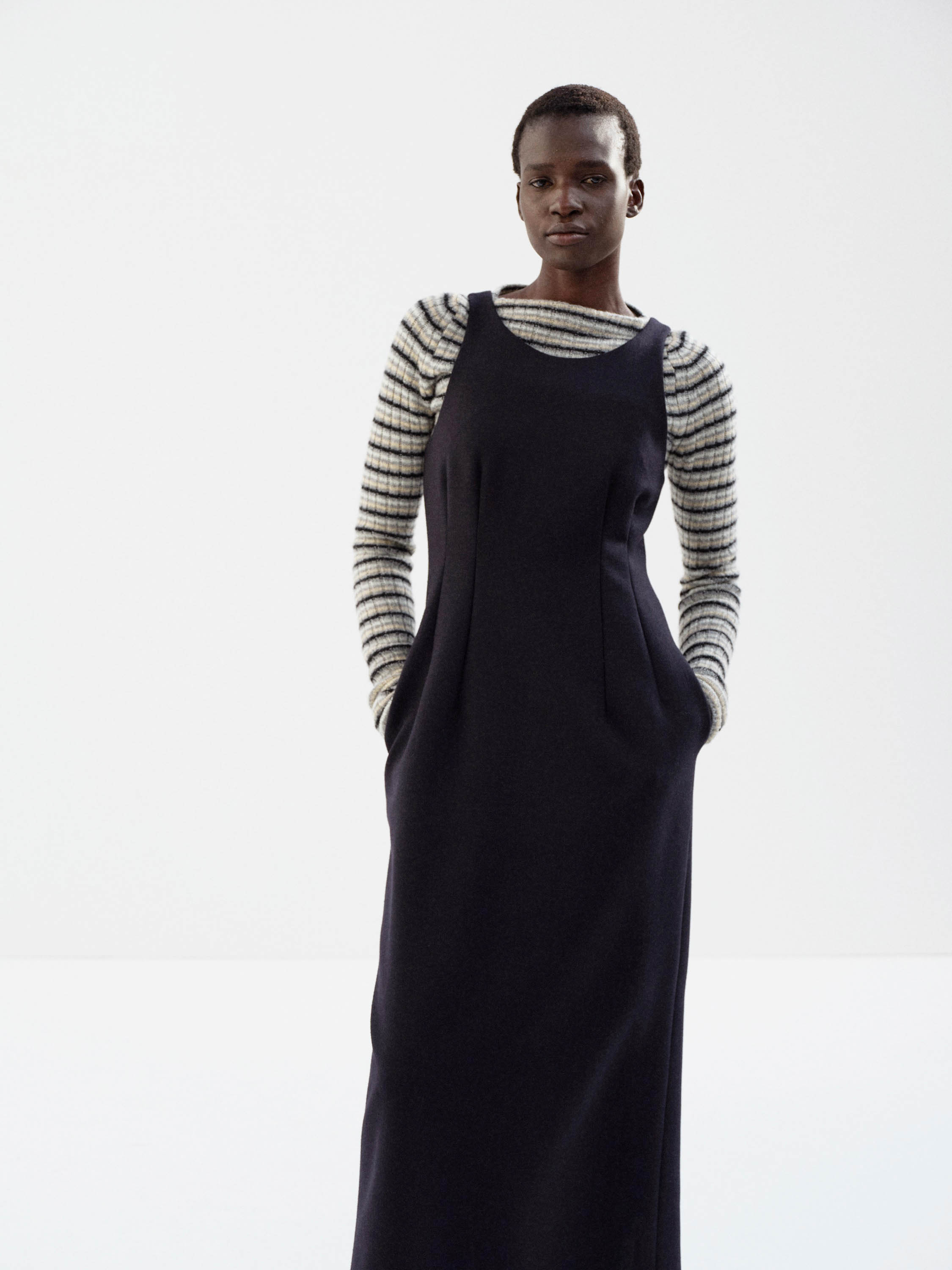 TENSE WOOL DOUBLE CLOTH SLEEVELESS DRESS 詳細画像 DARK NAVY 3
