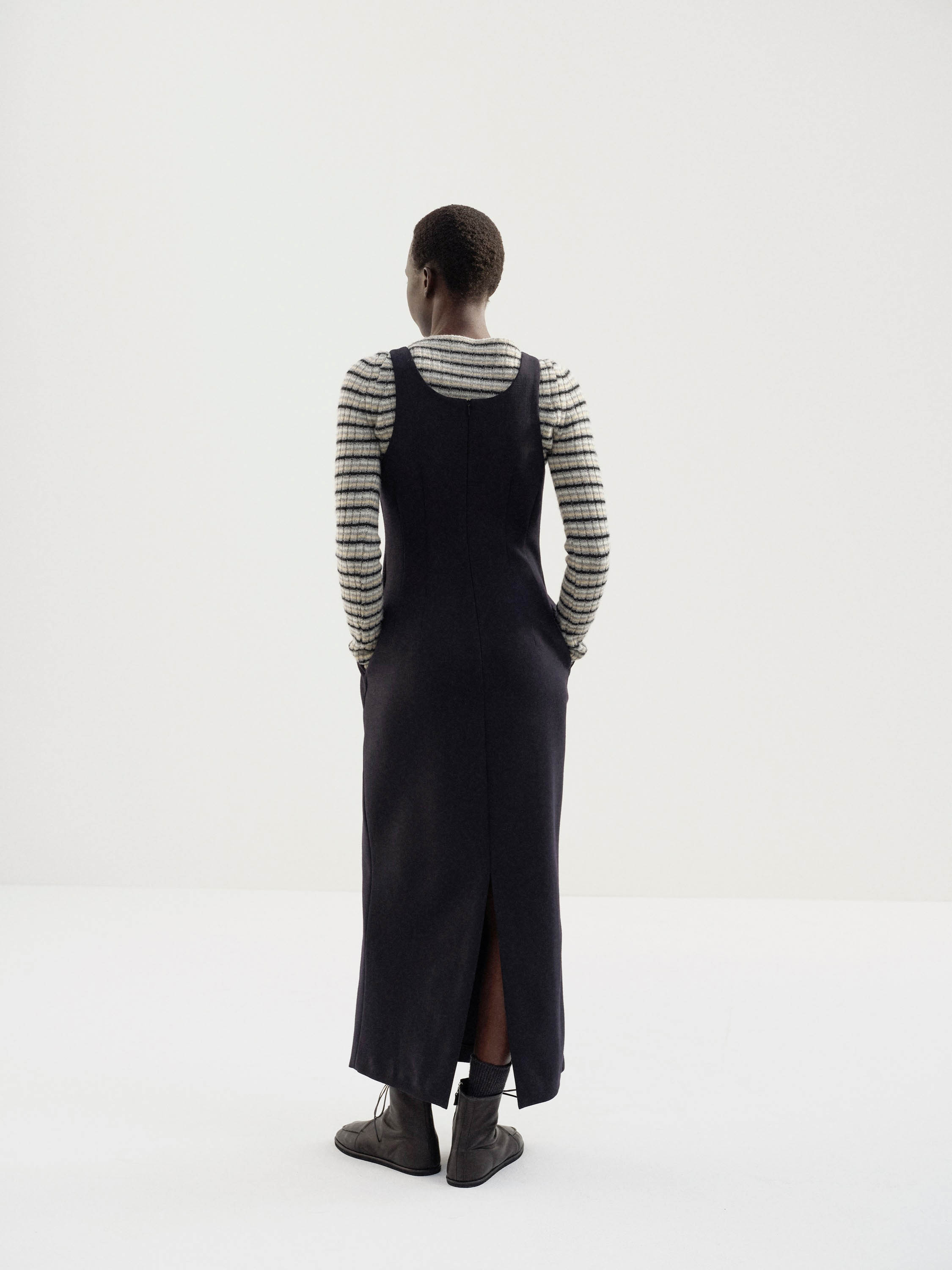 TENSE WOOL DOUBLE CLOTH SLEEVELESS DRESS 詳細画像 DARK NAVY 4