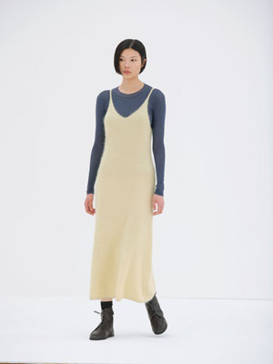 GARMENT-DYED BABY ALPACA FUR KNIT DRESS