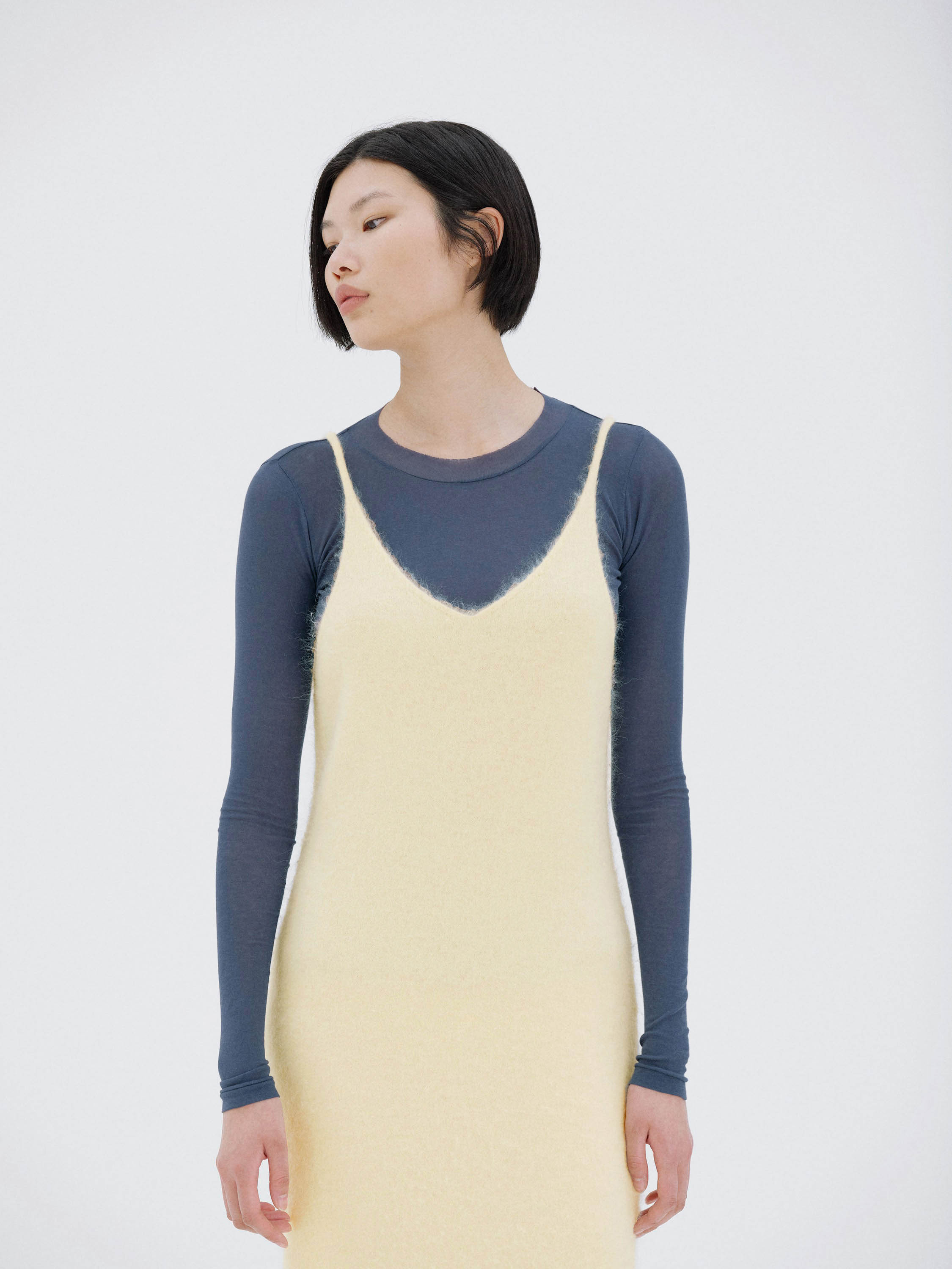 GARMENT-DYED BABY ALPACA FUR KNIT DRESS 詳細画像 ECRU 3