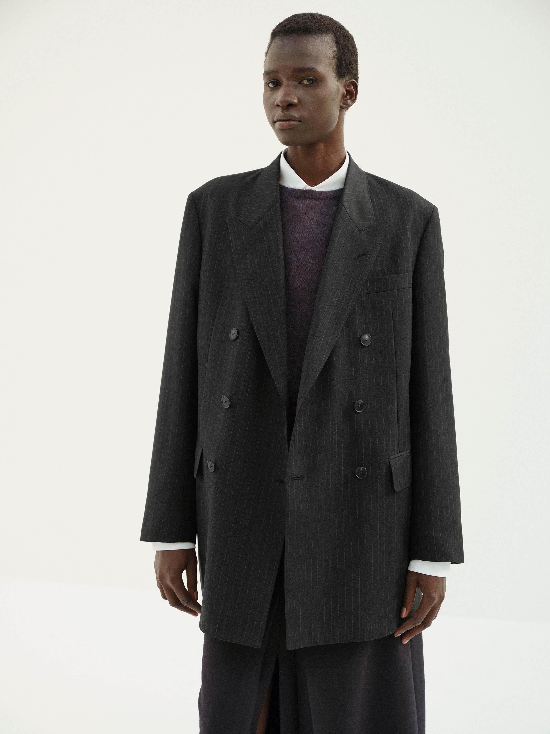 BLUEFACED WOOL DOUBLE-BREASTED JACKET 詳細画像 CHARCOAL NAVY STRIPE 2