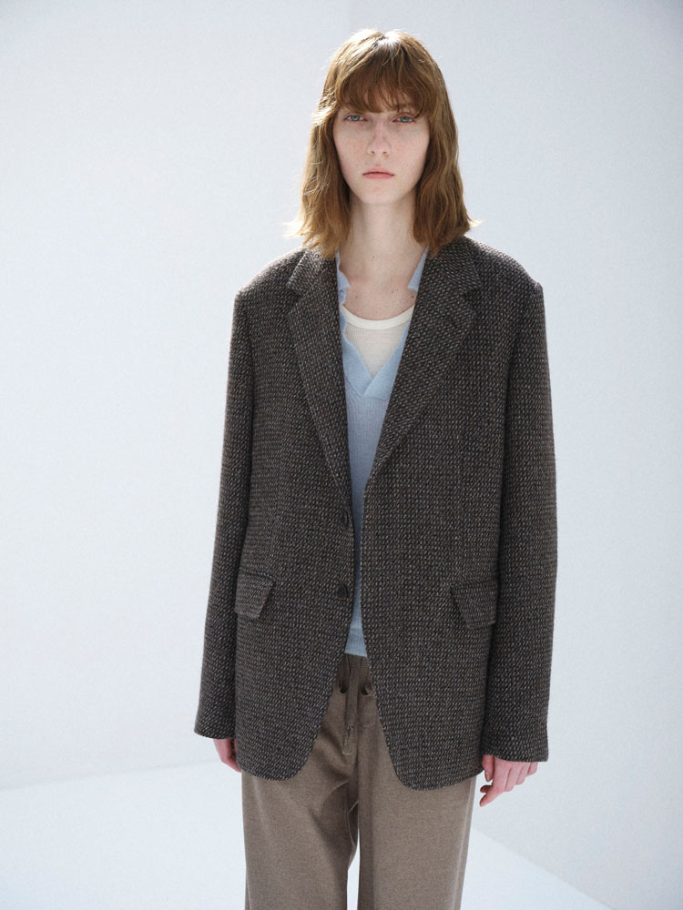 ALPACA WOOL SILK TWEED OVER JACKET