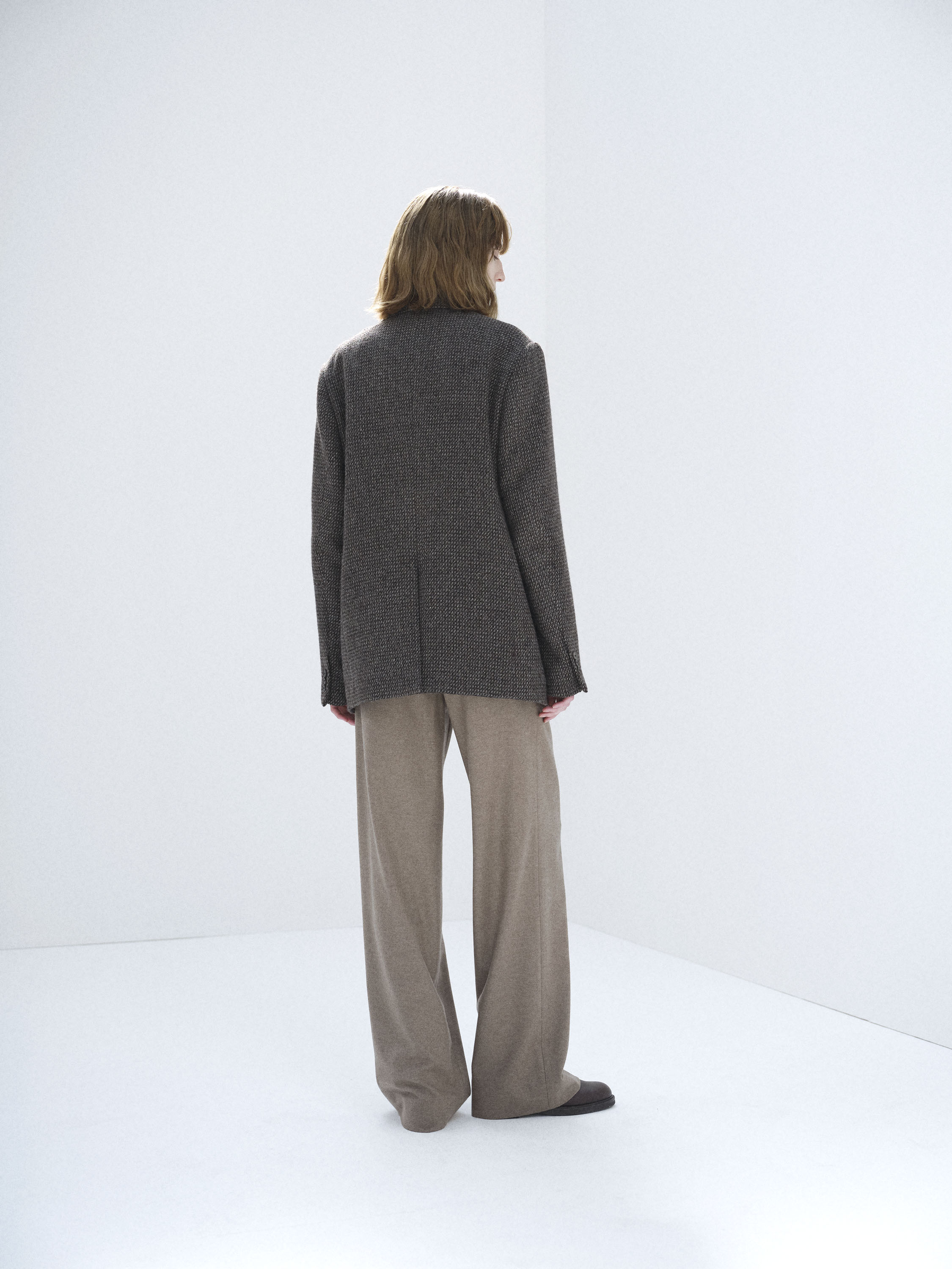 ALPACA WOOL SILK TWEED OVER JACKET 詳細画像 GRAY BROWN HAIRLINE 3