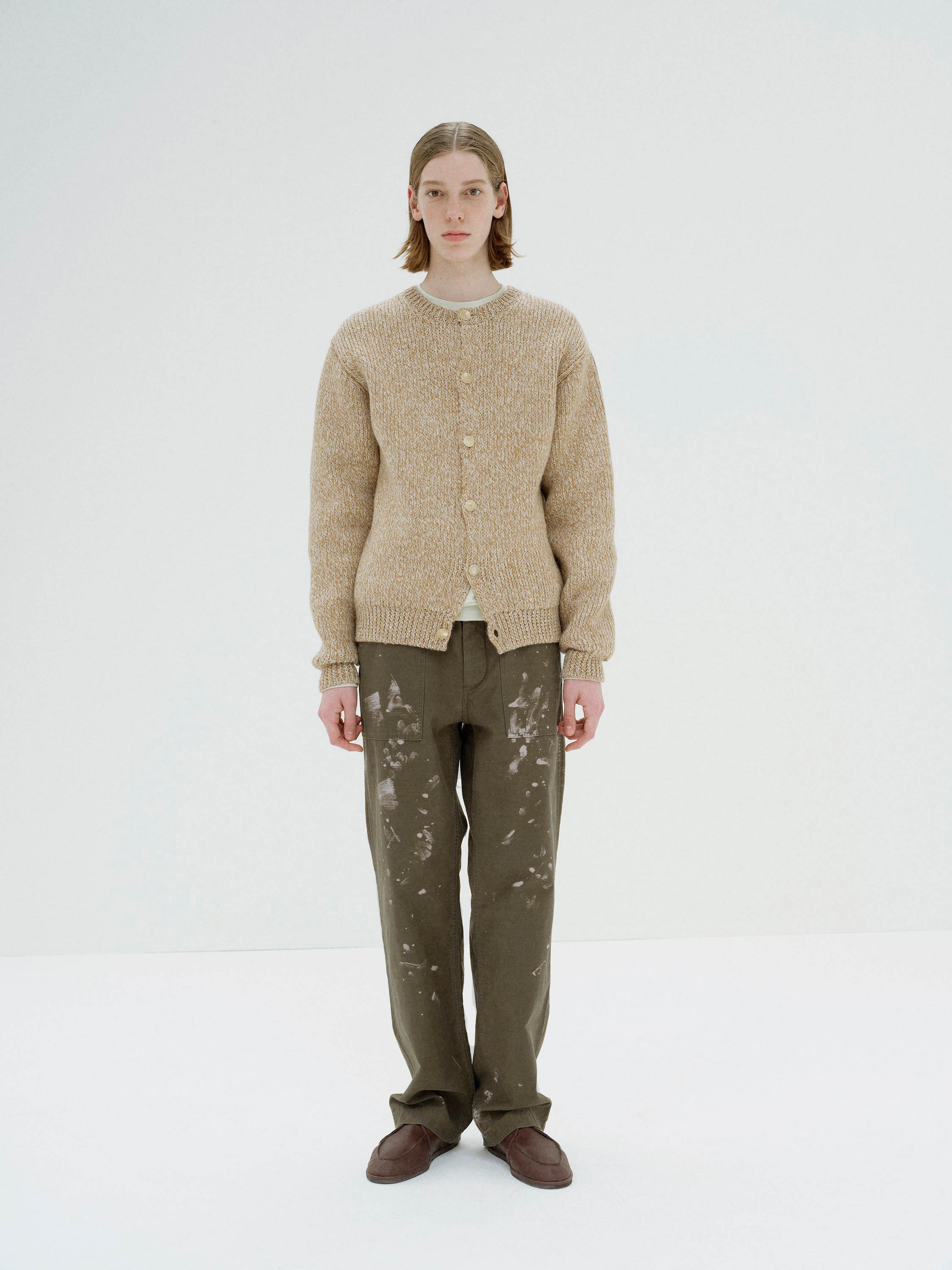 WASHED BAGGY SATIN BLEACHED BAKER PANTS 詳細画像 KHAKI BROWN 1
