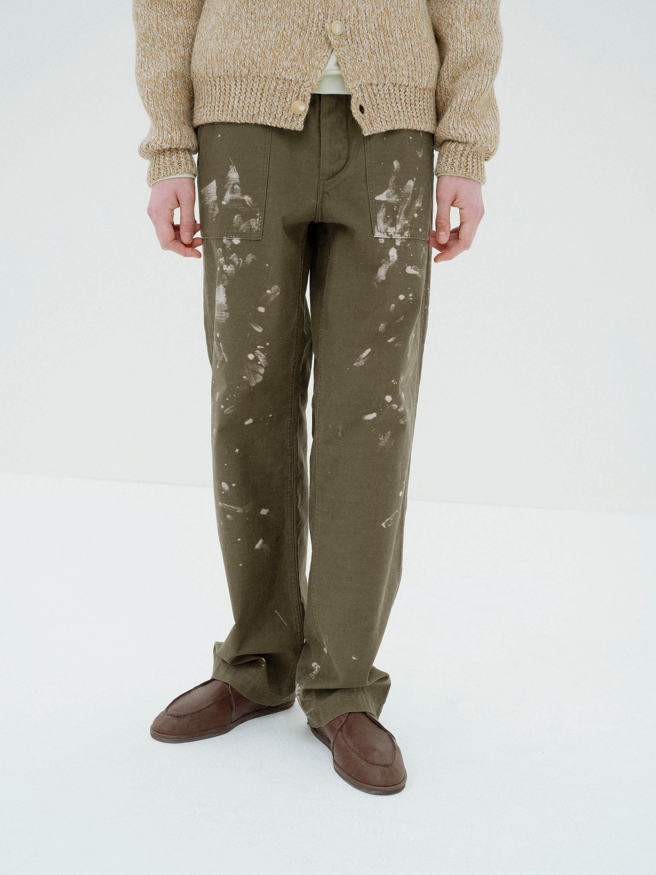 WASHED BAGGY SATIN BLEACHED BAKER PANTS 詳細画像 KHAKI BROWN 2