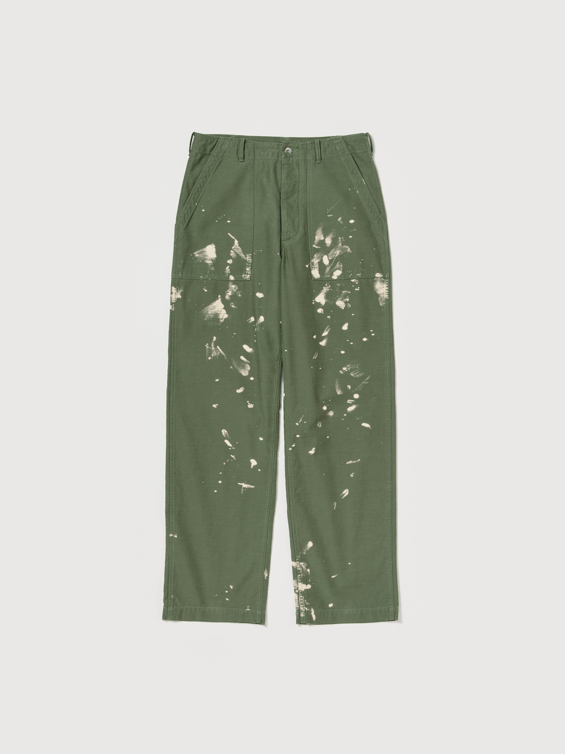 WASHED BAGGY SATIN BLEACHED BAKER PANTS 詳細画像 OLIVE GREEN 1