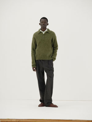 BRUSHED SUPER KID MOHAIR KNIT POLO