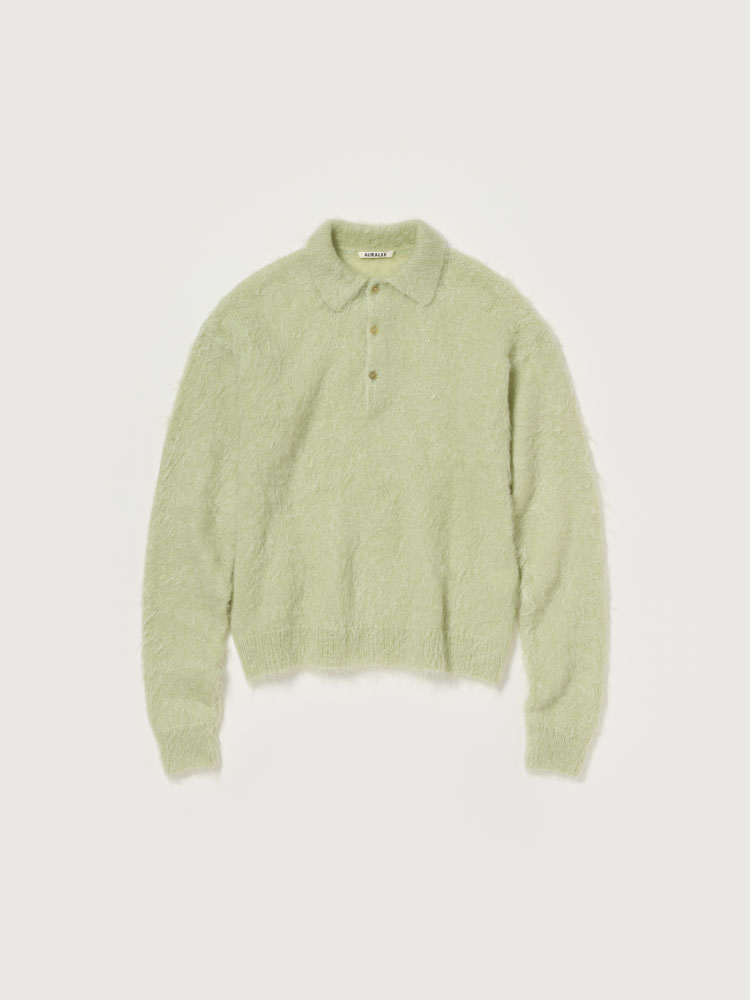 BRUSHED SUPER KID MOHAIR KNIT POLO - AURALEE Official Website