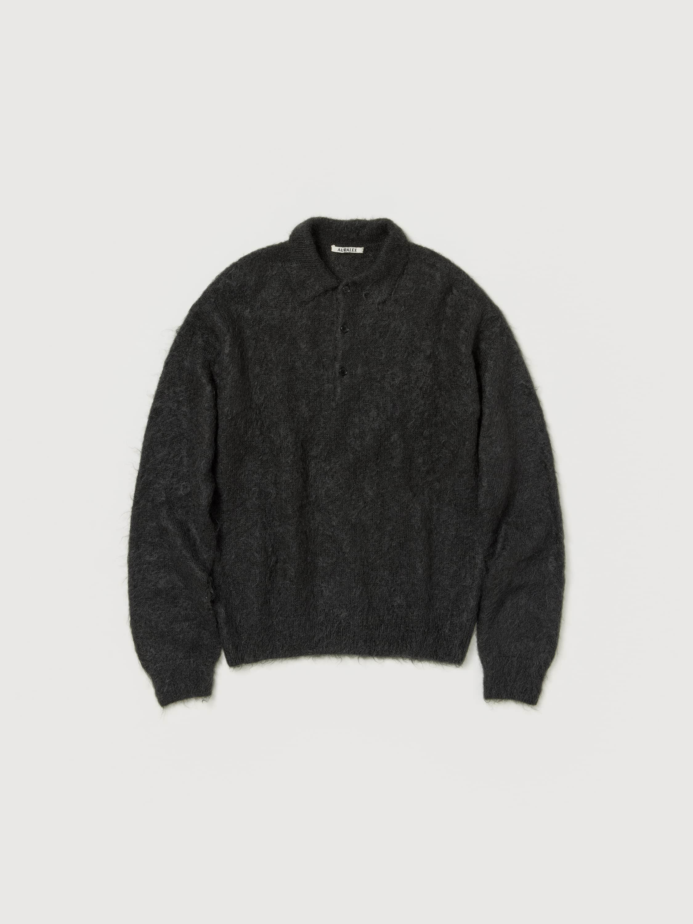BRUSHED SUPER KID MOHAIR KNIT POLO 詳細画像 INK BLACK 1
