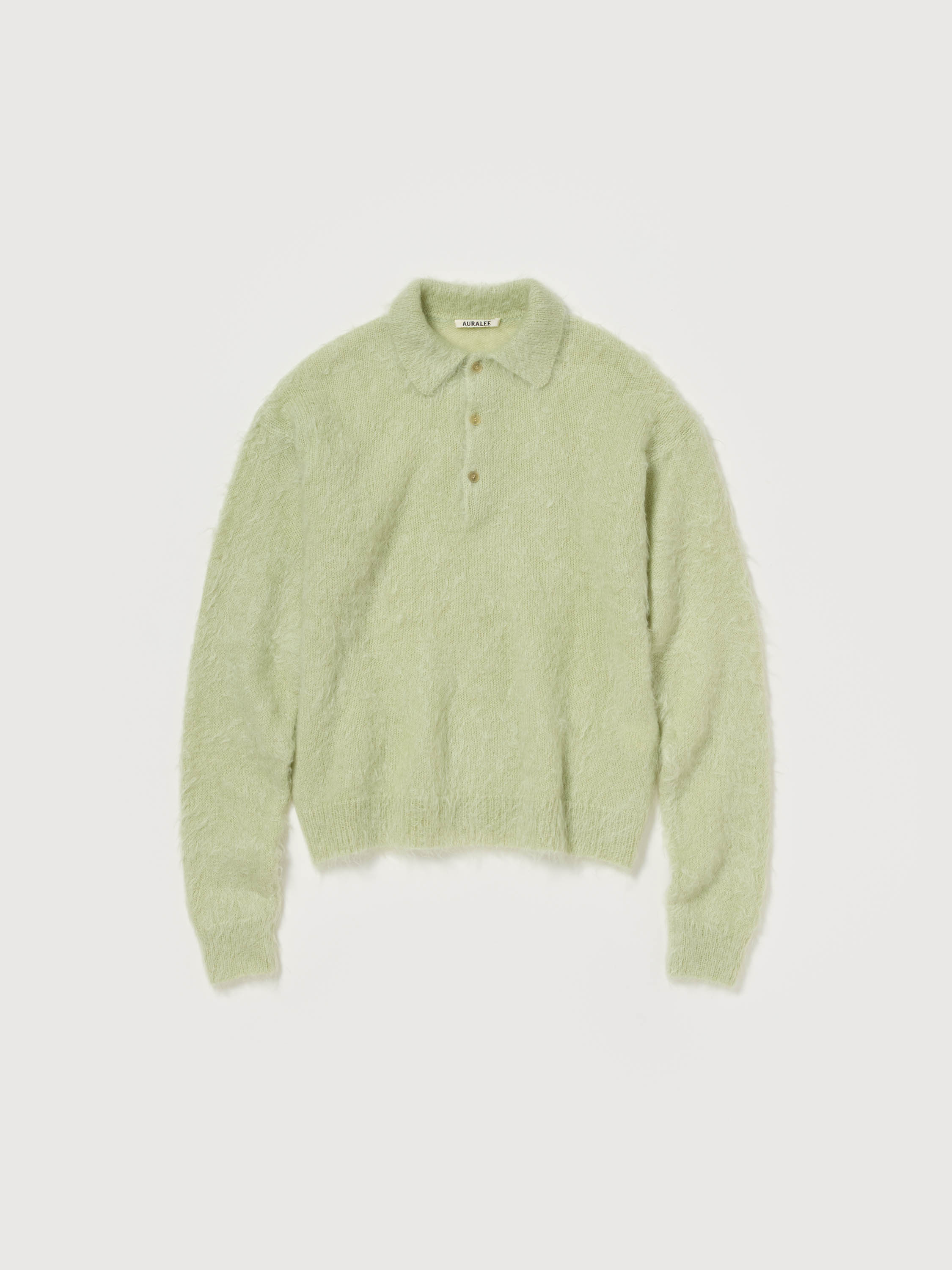 BRUSHED SUPER KID MOHAIR KNIT POLO 詳細画像 LIGHT KHAKI 1
