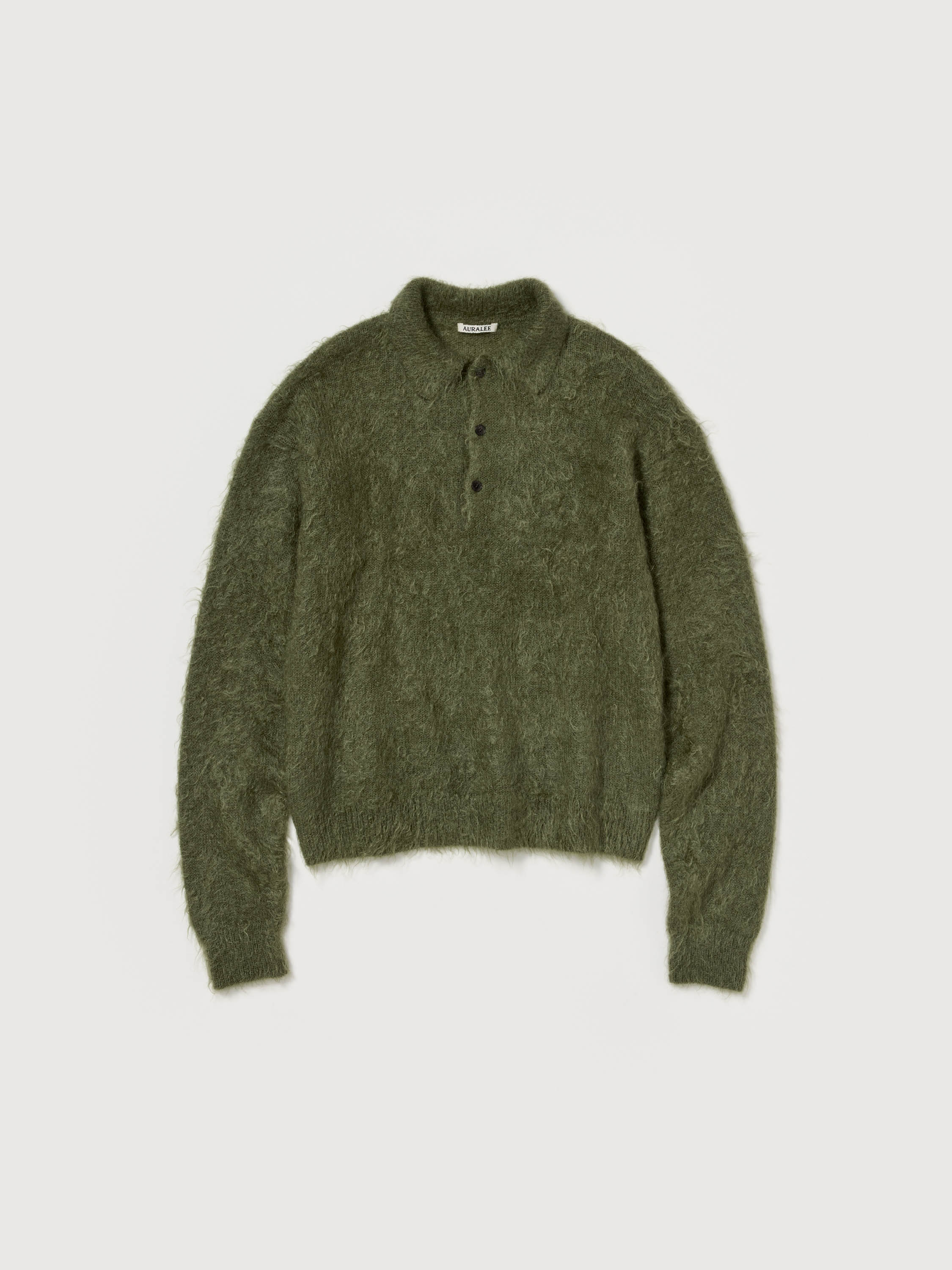 BRUSHED SUPER KID MOHAIR KNIT POLO 詳細画像 OLIVE 4