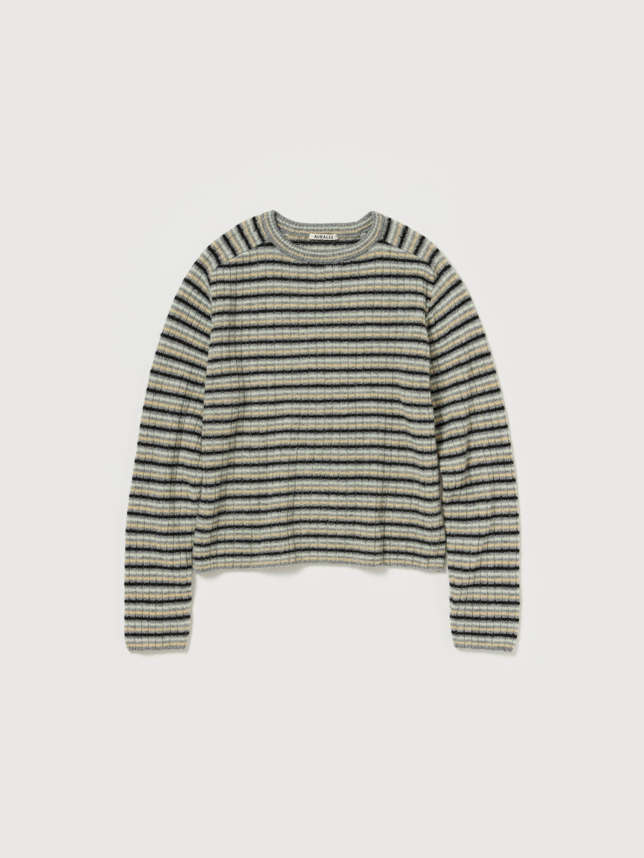 SHETLAND WOOL CASHMERE RIB KNIT P/O 詳細画像 GRAY STRIPE 5
