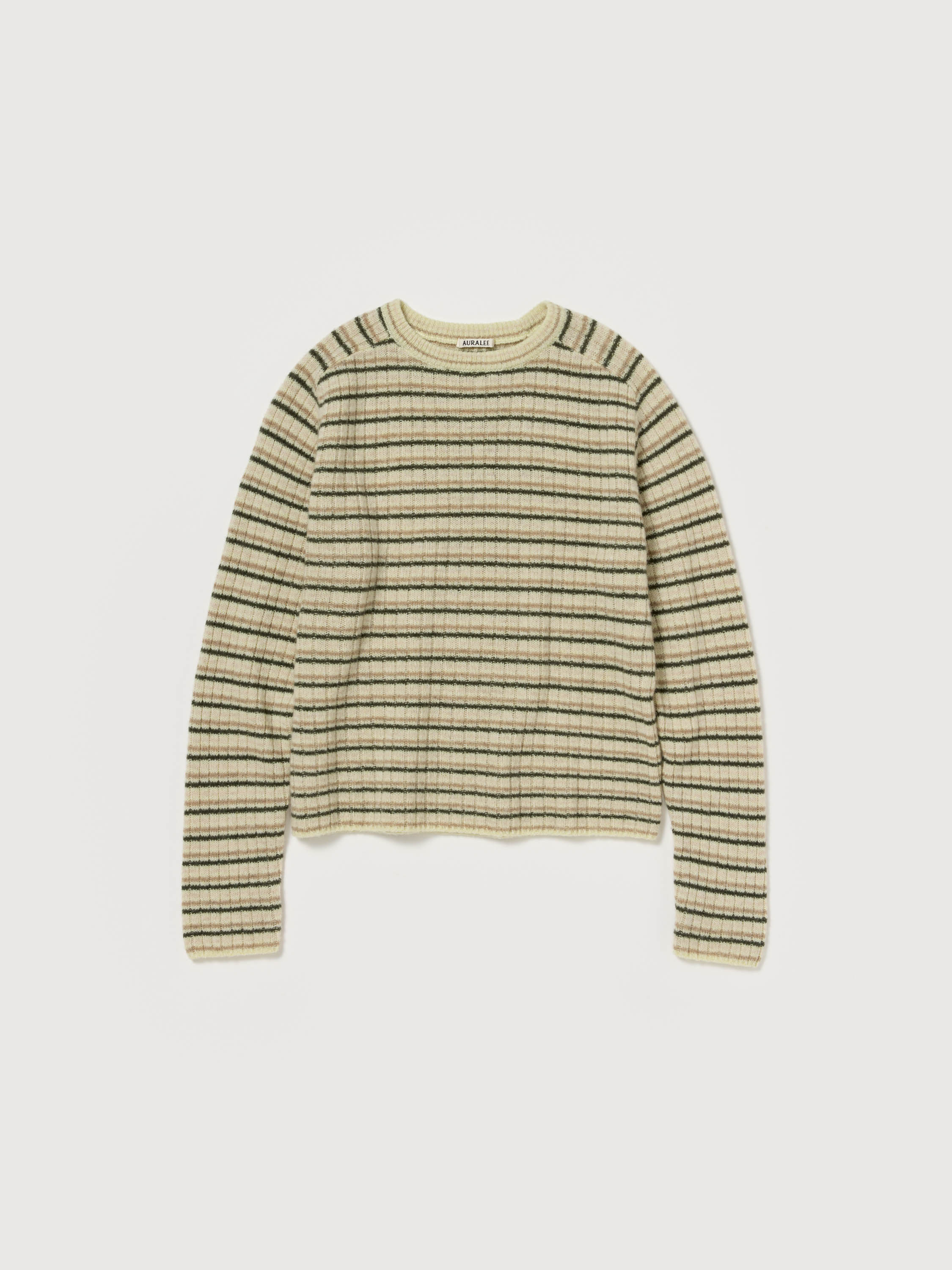 SHETLAND WOOL CASHMERE RIB KNIT P/O 詳細画像 BEIGE STRIPE 1