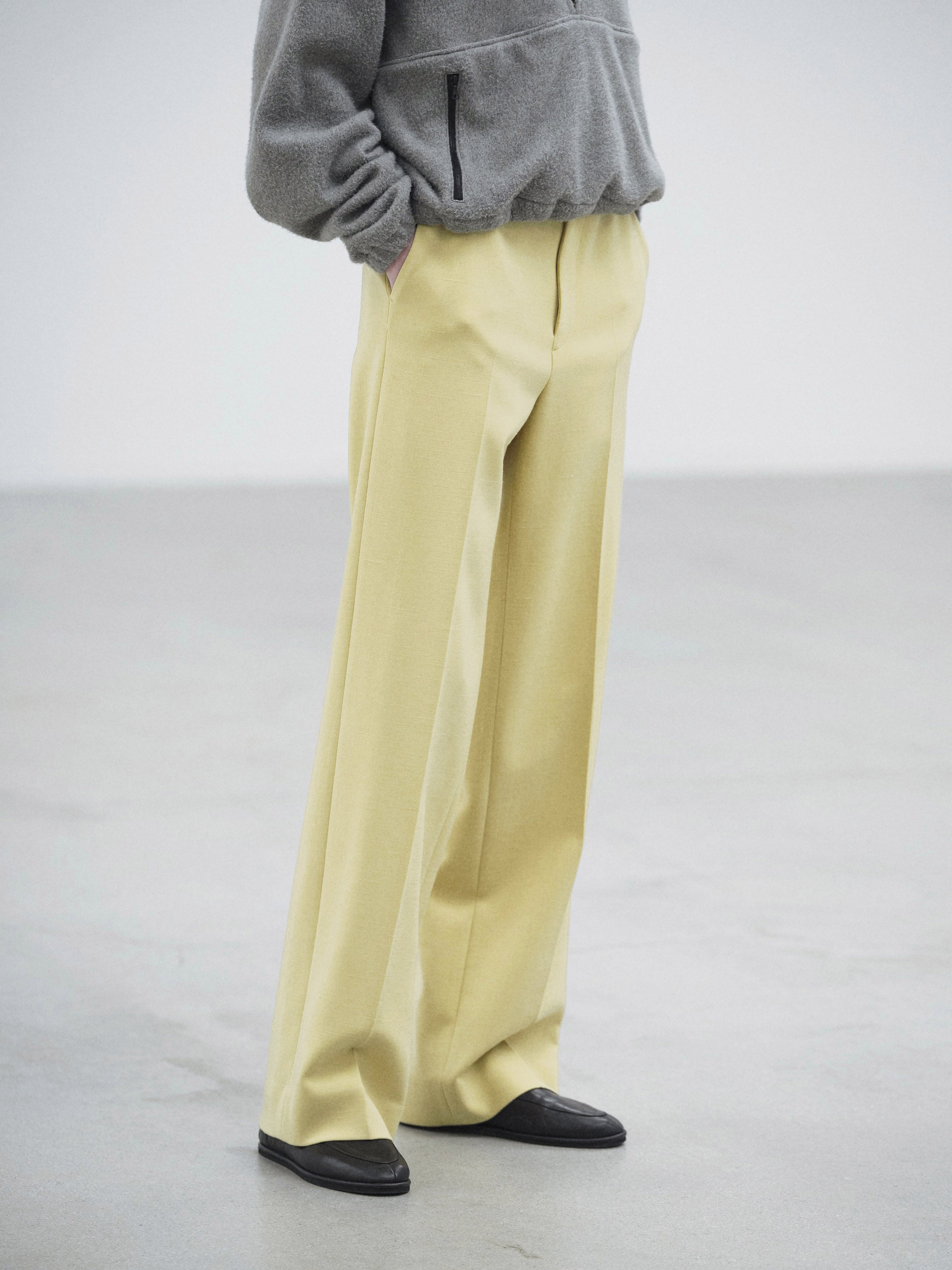 TENSE WOOL DOUBLE CLOTH SLACKS 詳細画像 DUSTY LIME 2
