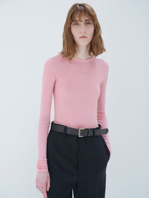 WOOL SILK SOFT RIB L/S TEE