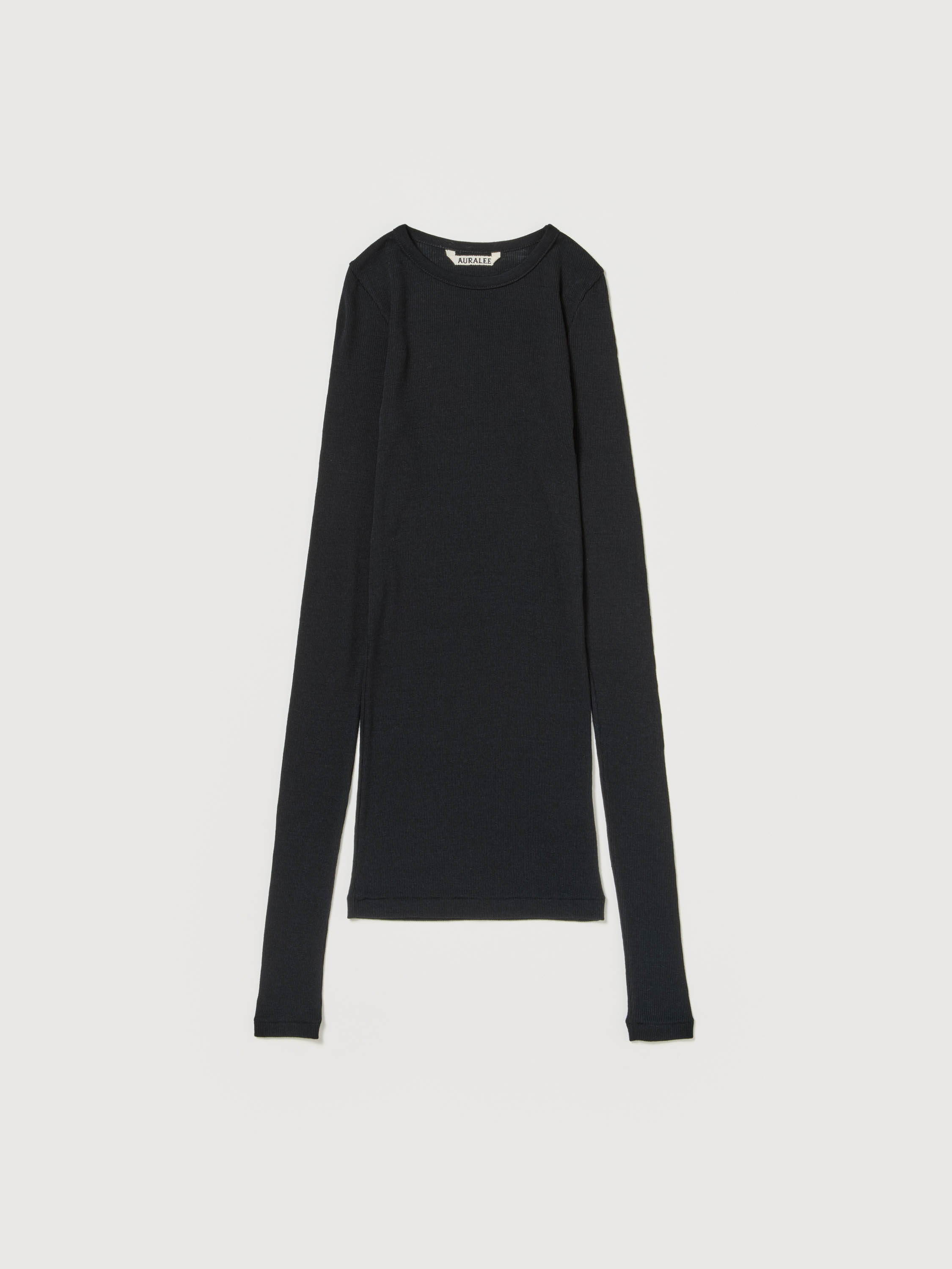 WOOL SILK SOFT RIB L/S TEE 詳細画像 BLACK 1
