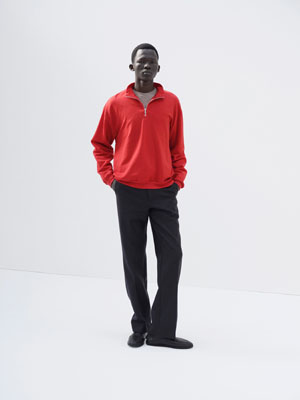 LIGHT WOOL SWEAT HALF ZIP P/O