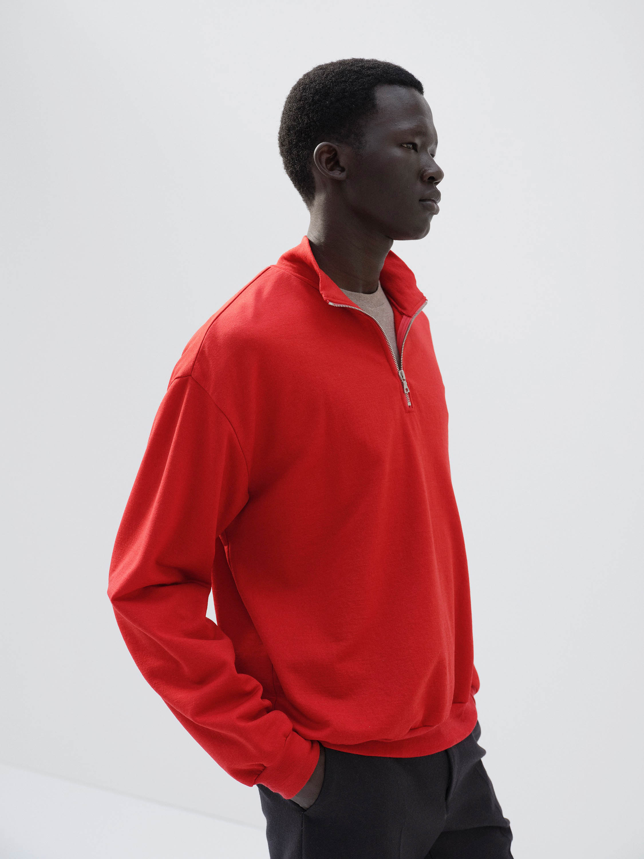 LIGHT WOOL SWEAT HALF ZIP P/O 詳細画像 RED 3