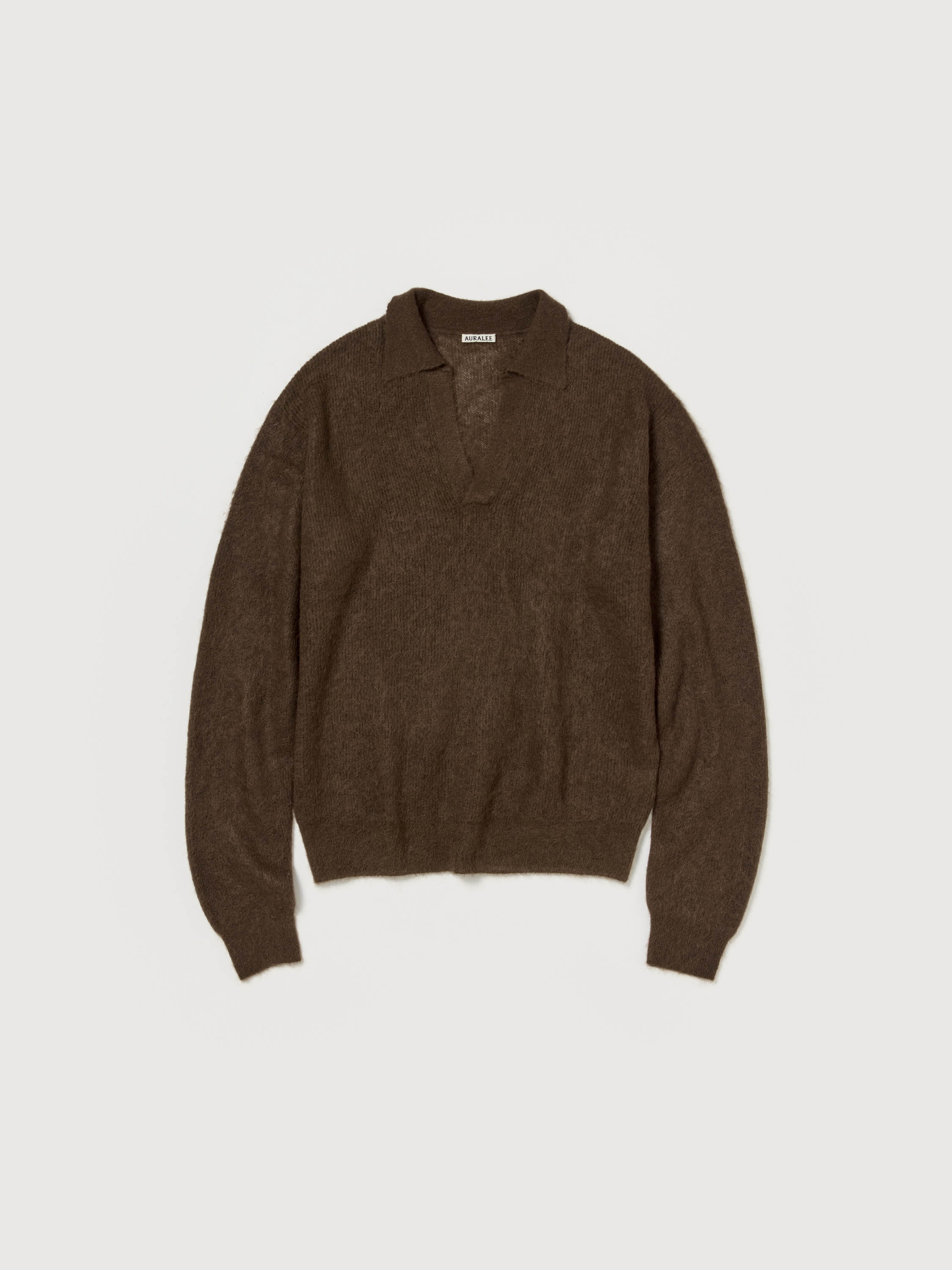 BABY SURI ALPACA SHEER KNIT SKIPPER POLO 詳細画像 DARK BROWN 4
