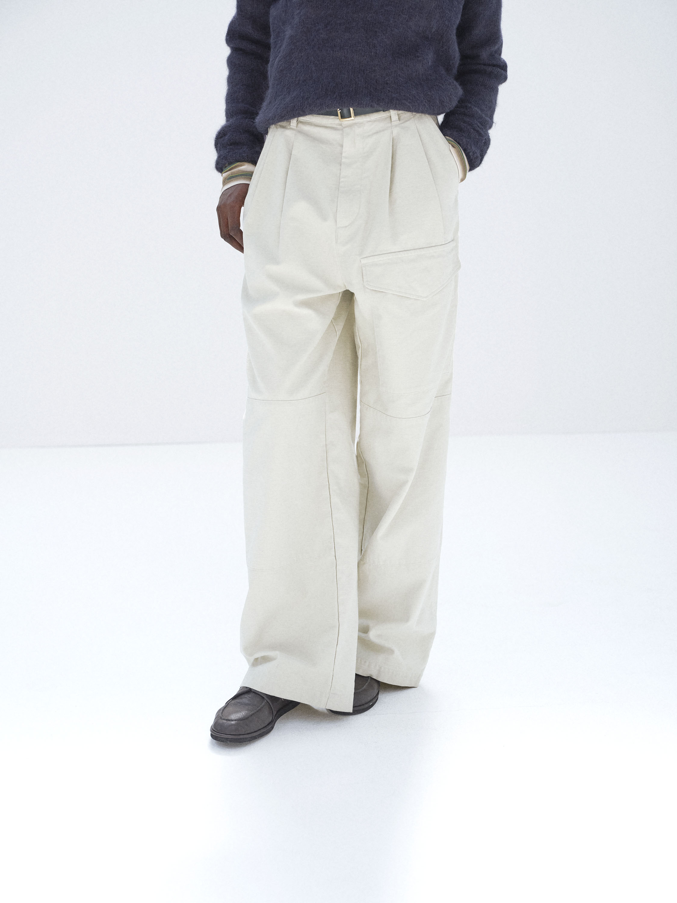 WASHED BAGGY SATIN CARGO PANTS 詳細画像 DUSTY IVORY 2