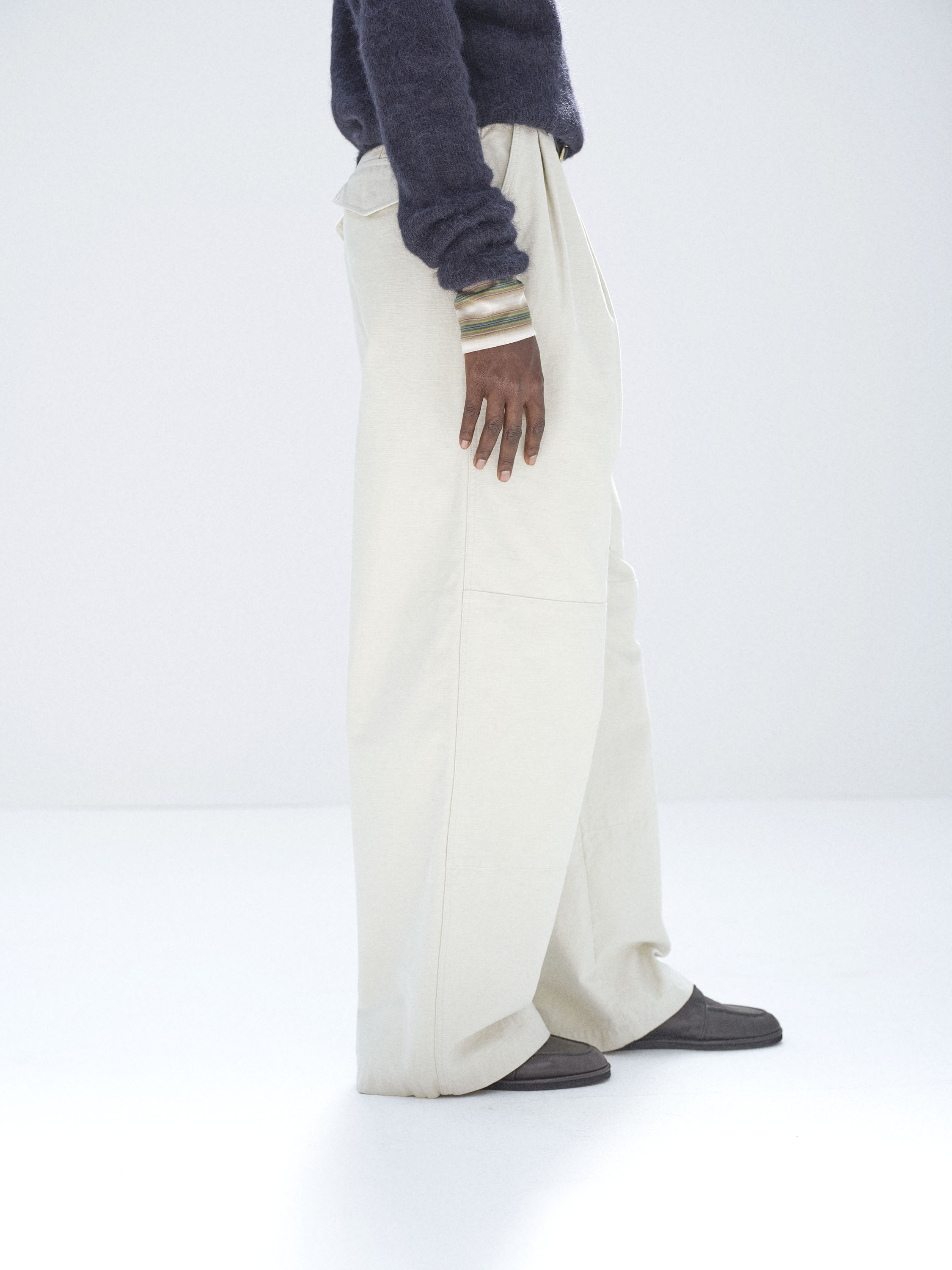 WASHED BAGGY SATIN CARGO PANTS 詳細画像 DUSTY IVORY 3
