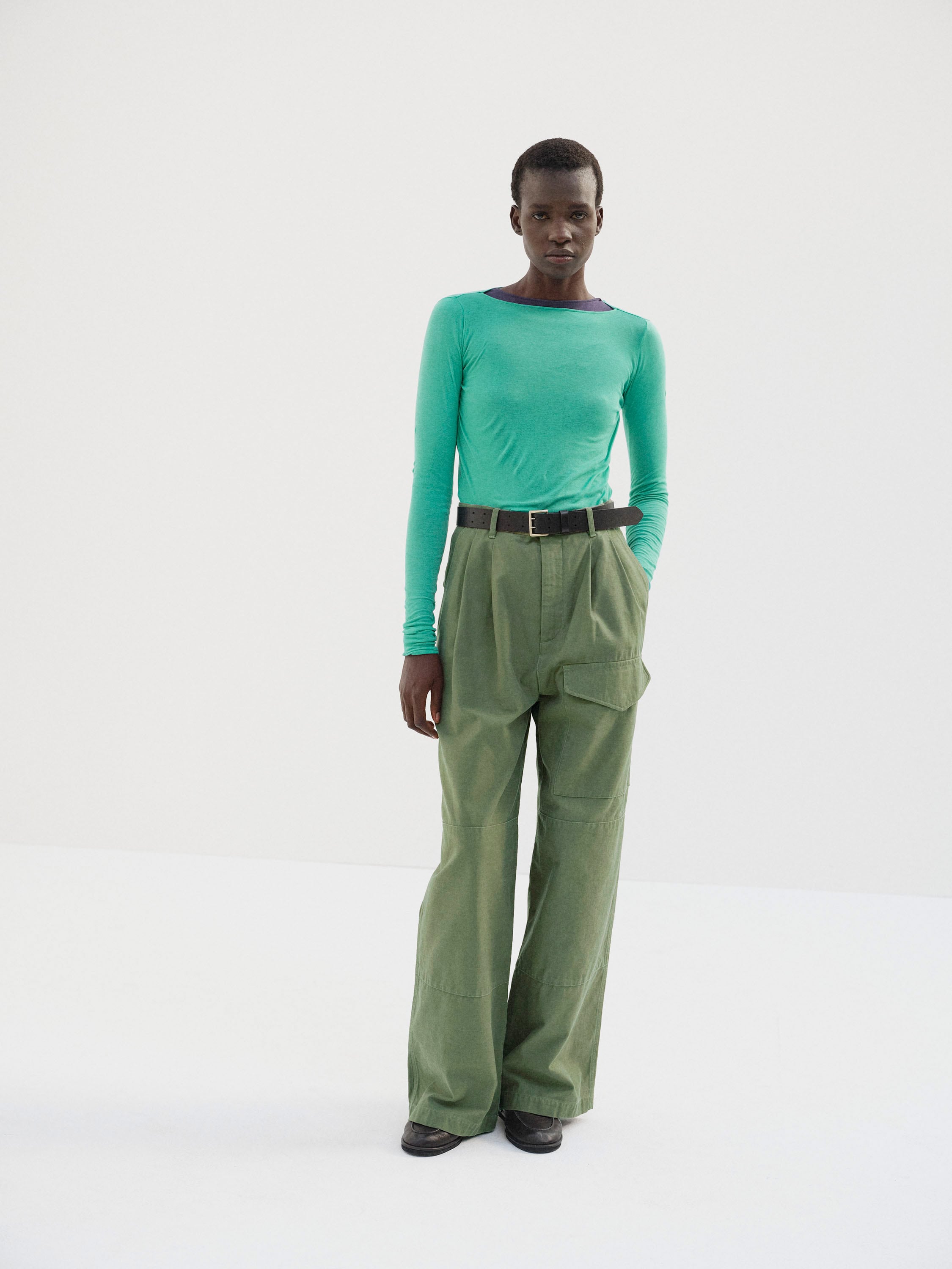 WASHED BAGGY SATIN CARGO PANTS 詳細画像 OLIVE GREEN 1