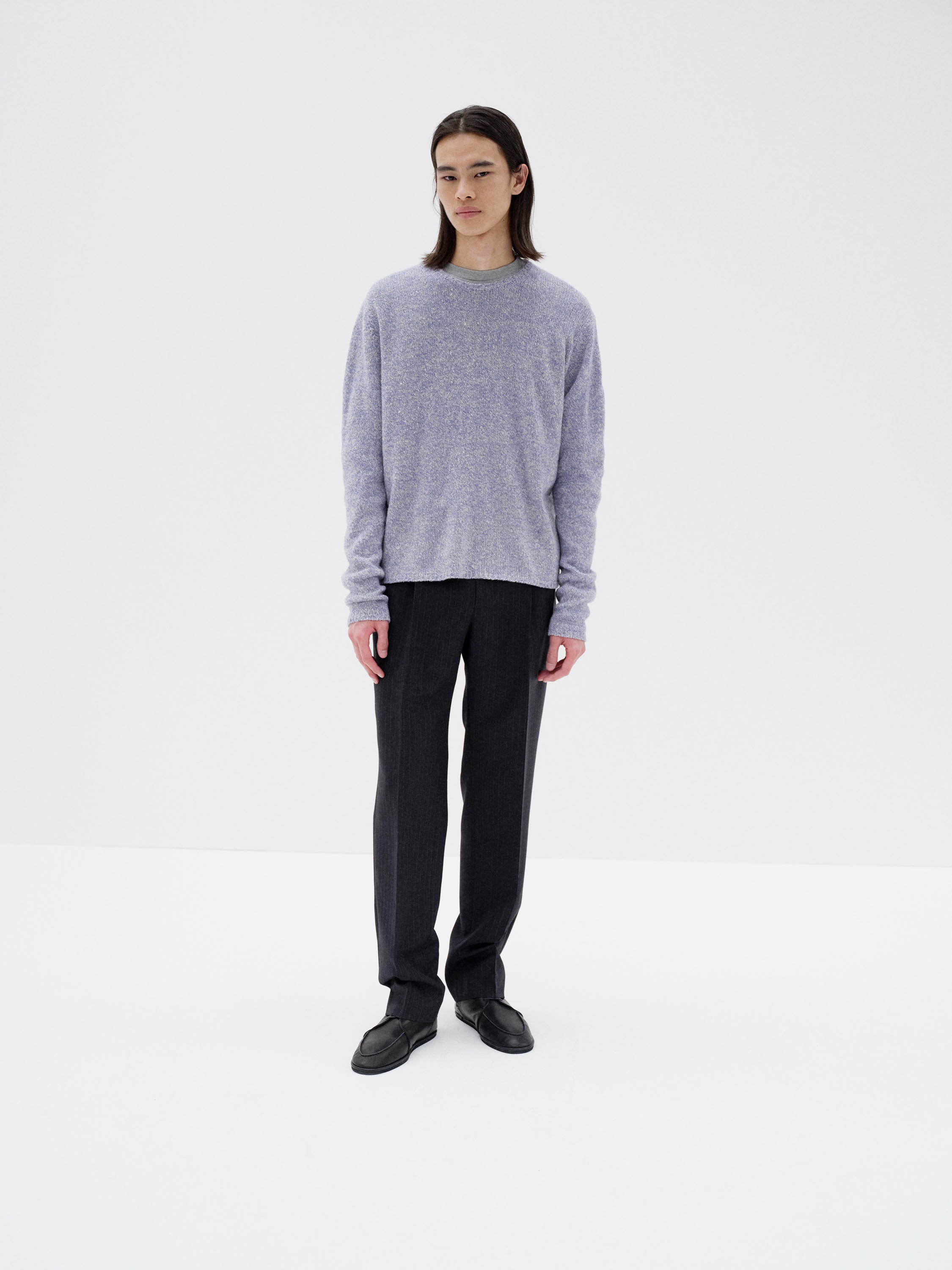 BLUEFACED WOOL TWO-TUCK SLACKS 詳細画像 CHARCOAL NAVY STRIPE 2