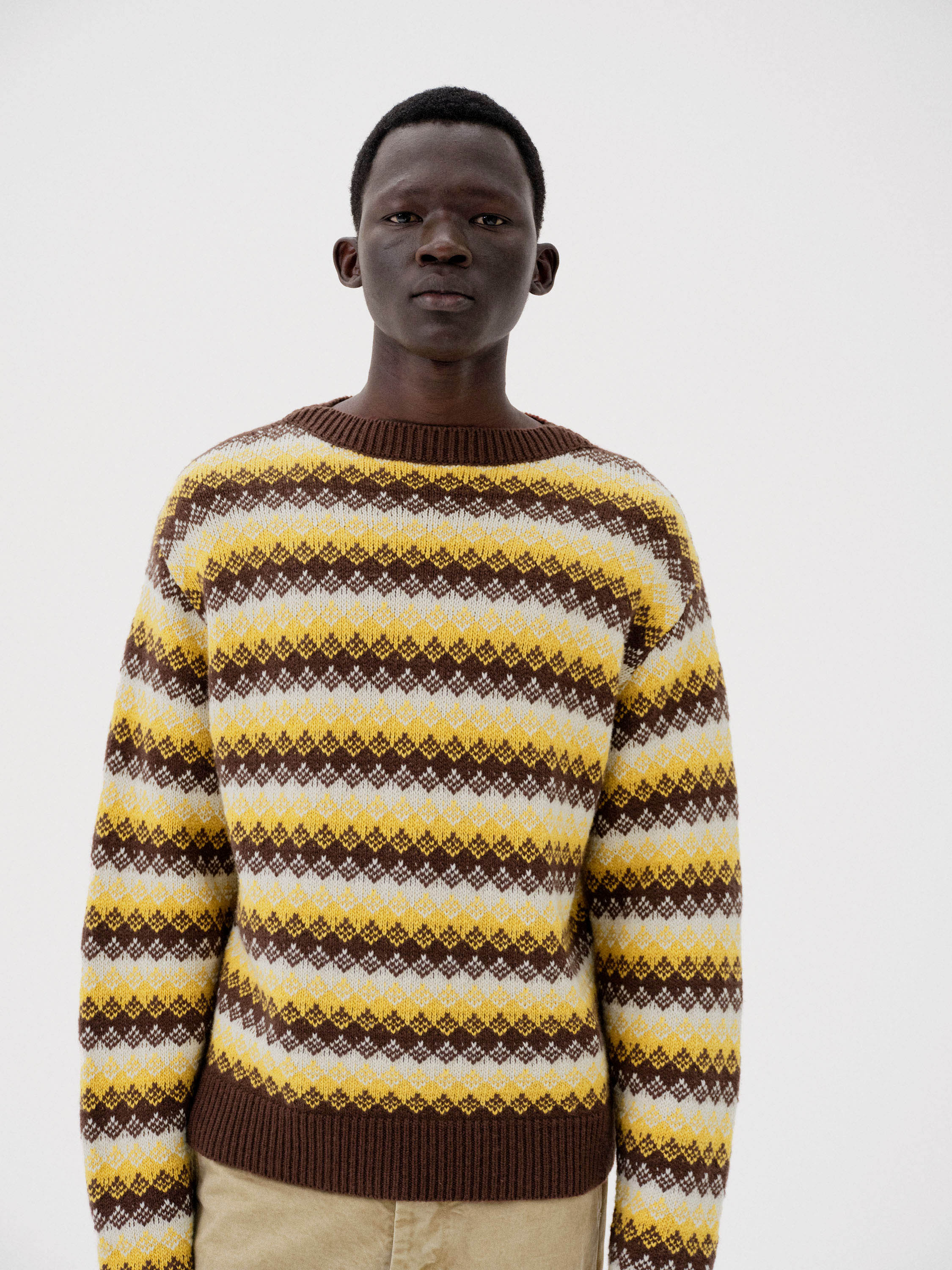 CASHMERE JACQUARD KNIT P/O 詳細画像 BURGUNDY YELLOW 2