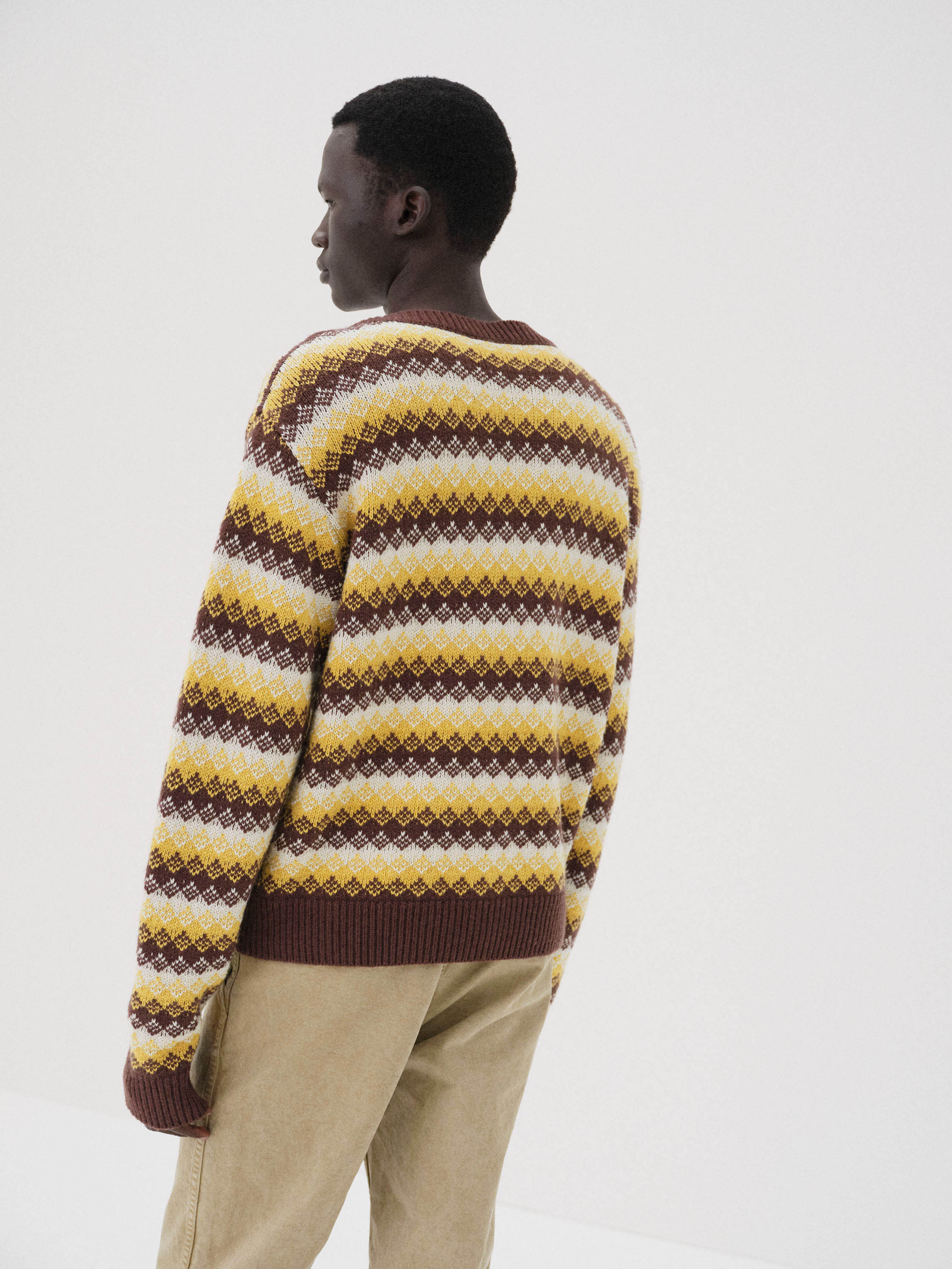 CASHMERE JACQUARD KNIT P/O 詳細画像 BURGUNDY YELLOW 4