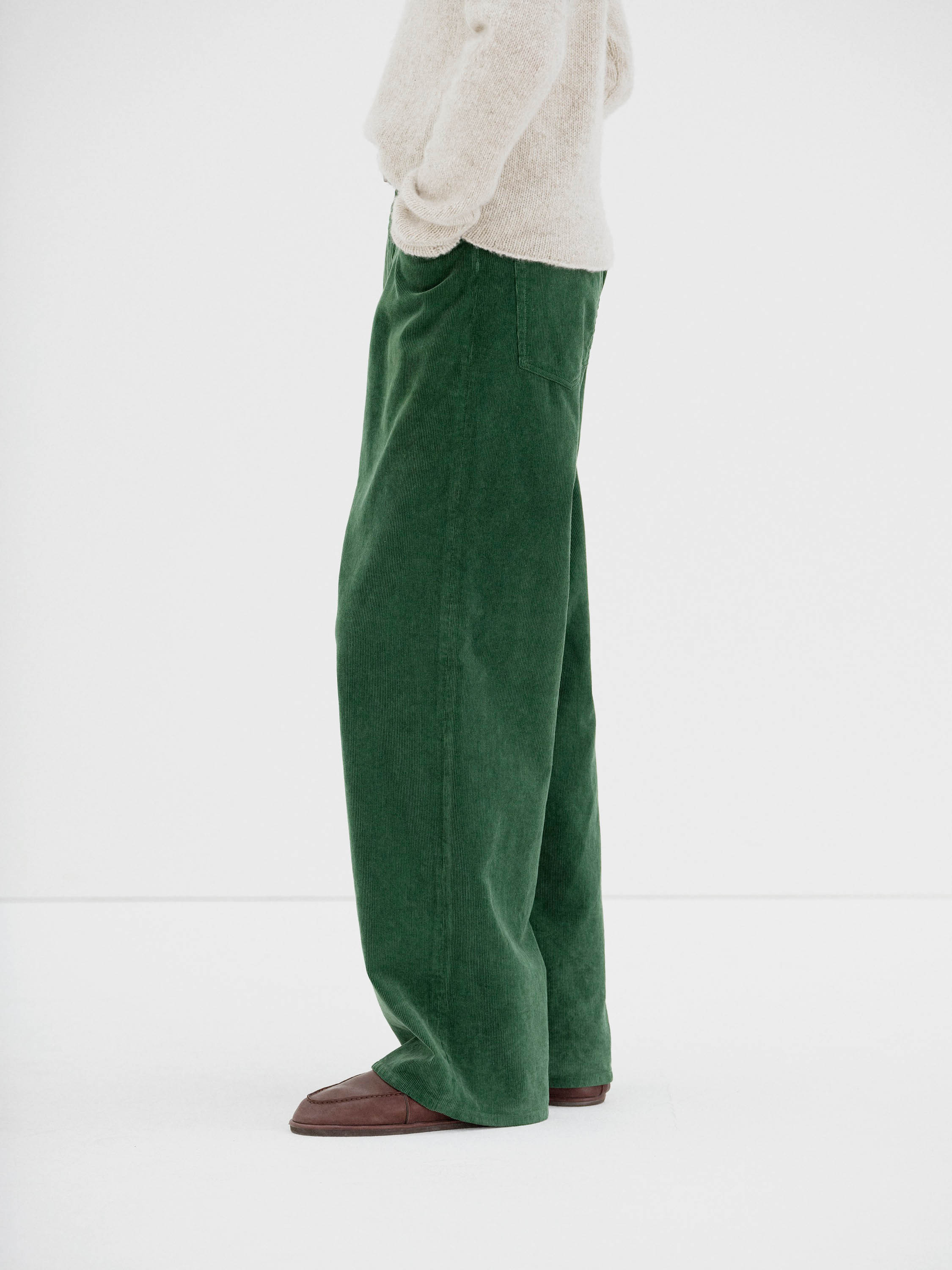 PIGMENT DYED FINX CORDUROY WIDE 5P PANTS 詳細画像 FOREST GREEN 3