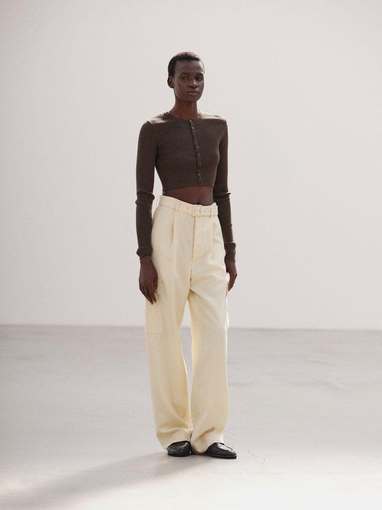 STRUCTURED WOOL DOUBLE CLOTH CARGO PANTS