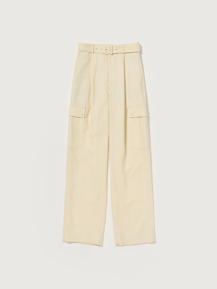 STRUCTURED WOOL DOUBLE CLOTH CARGO PANTS