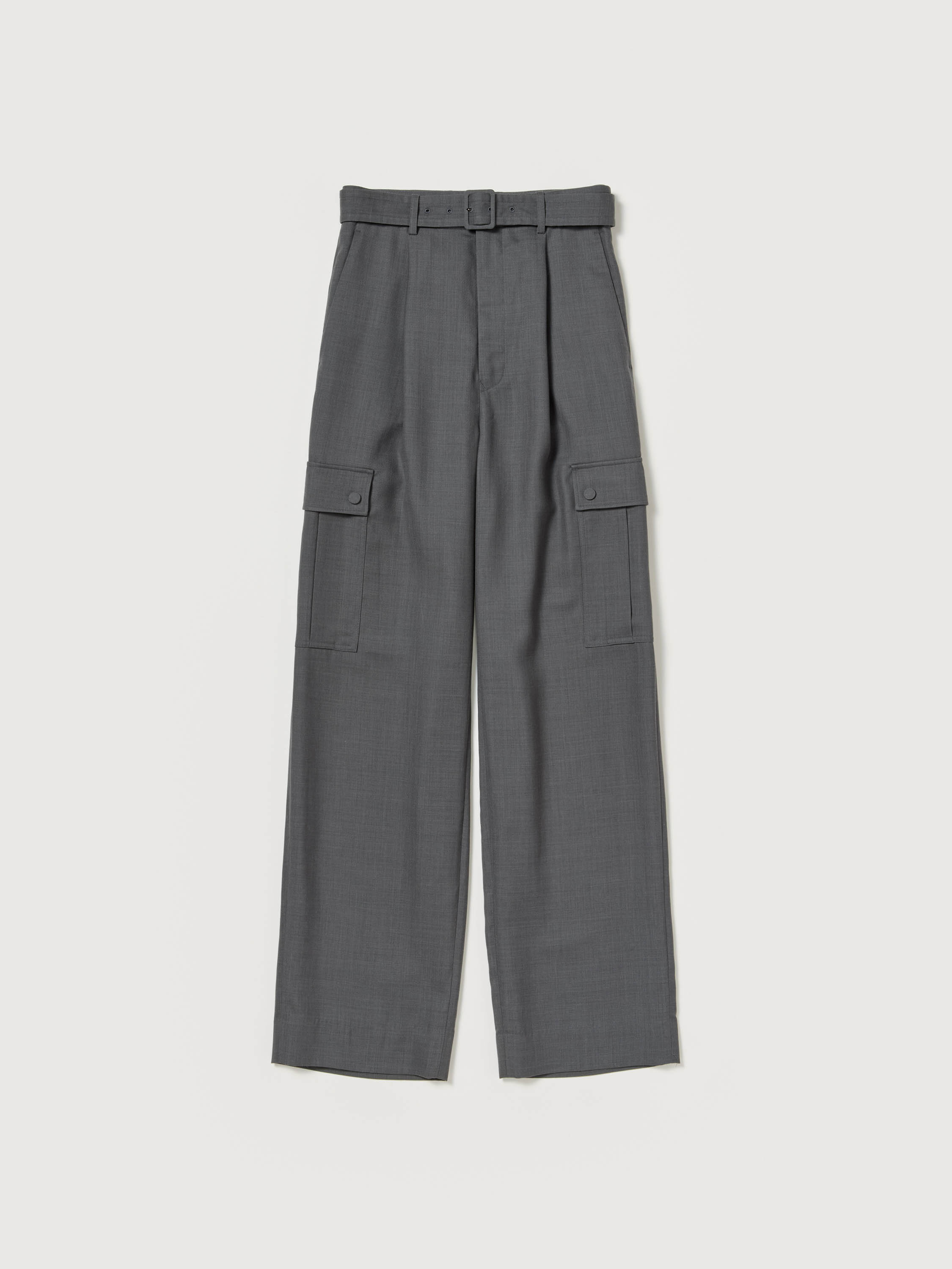 STRUCTURED WOOL DOUBLE CLOTH CARGO PANTS 詳細画像 TOP GRAY 1