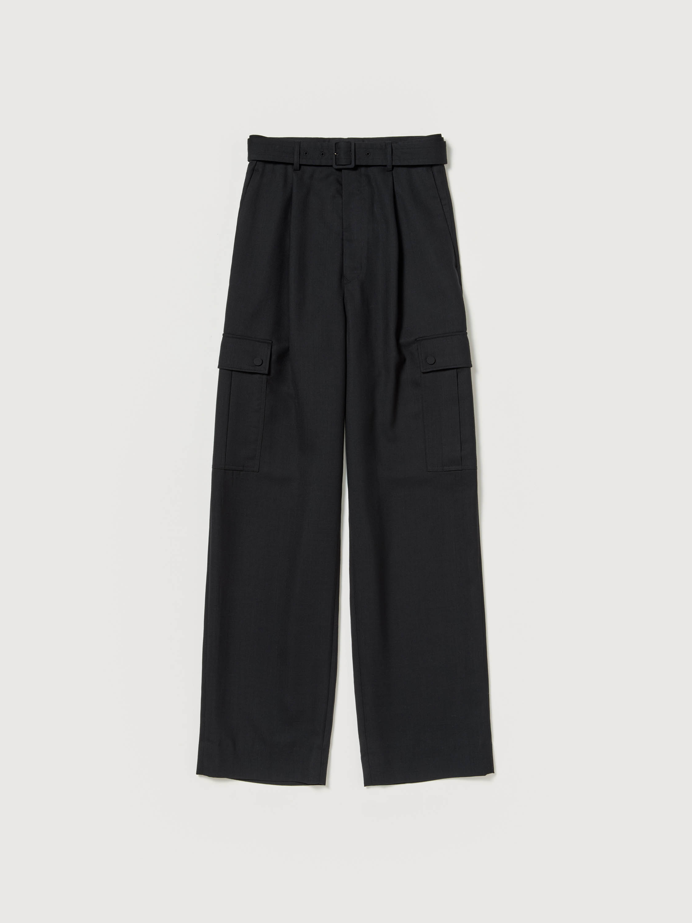 STRUCTURED WOOL DOUBLE CLOTH CARGO PANTS 詳細画像 TOP BLACK 1