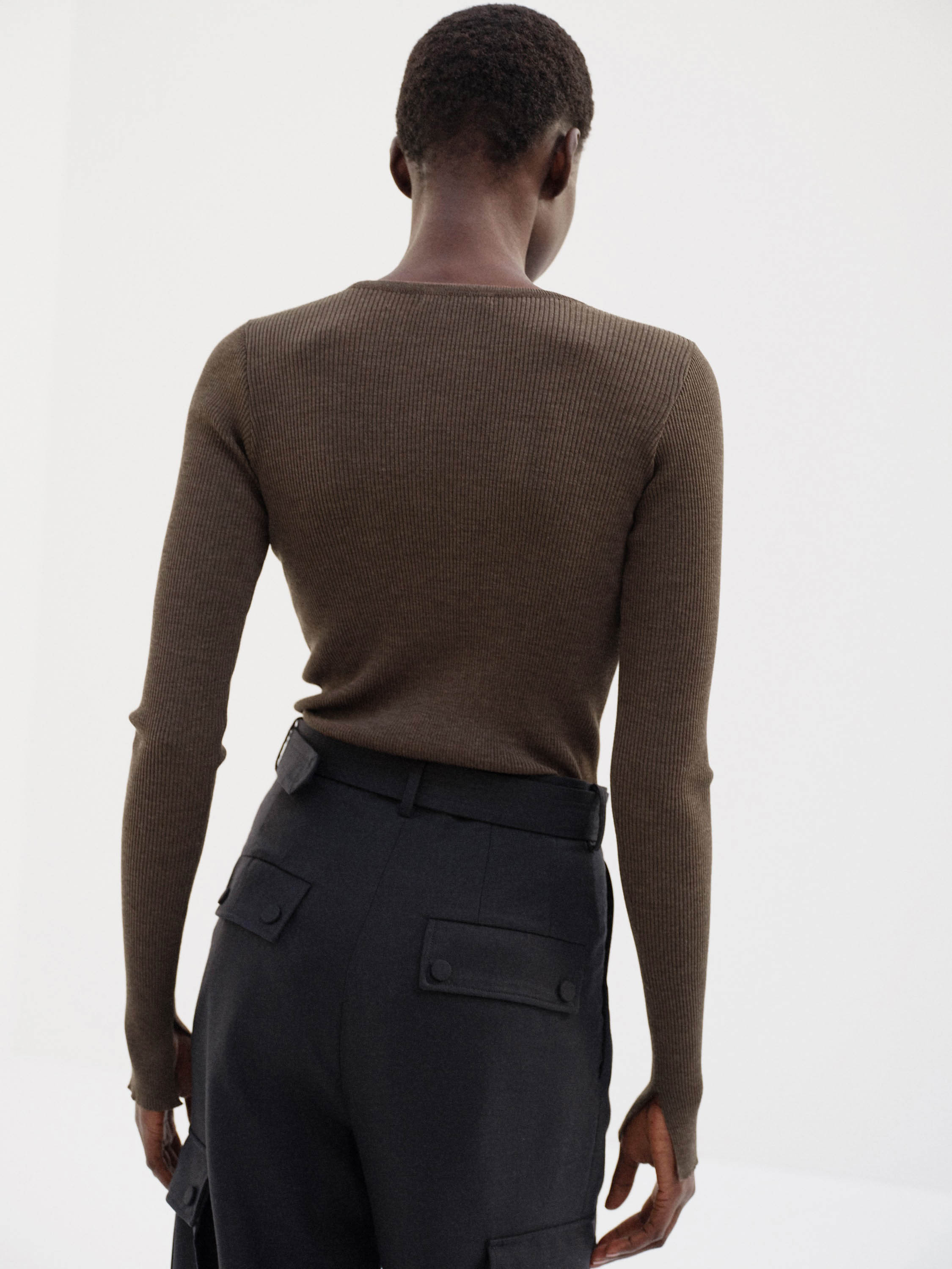 SUPER FINE WOOL HIGH GAUGE RIB KNIT P/O 詳細画像 TOP BROWN 3