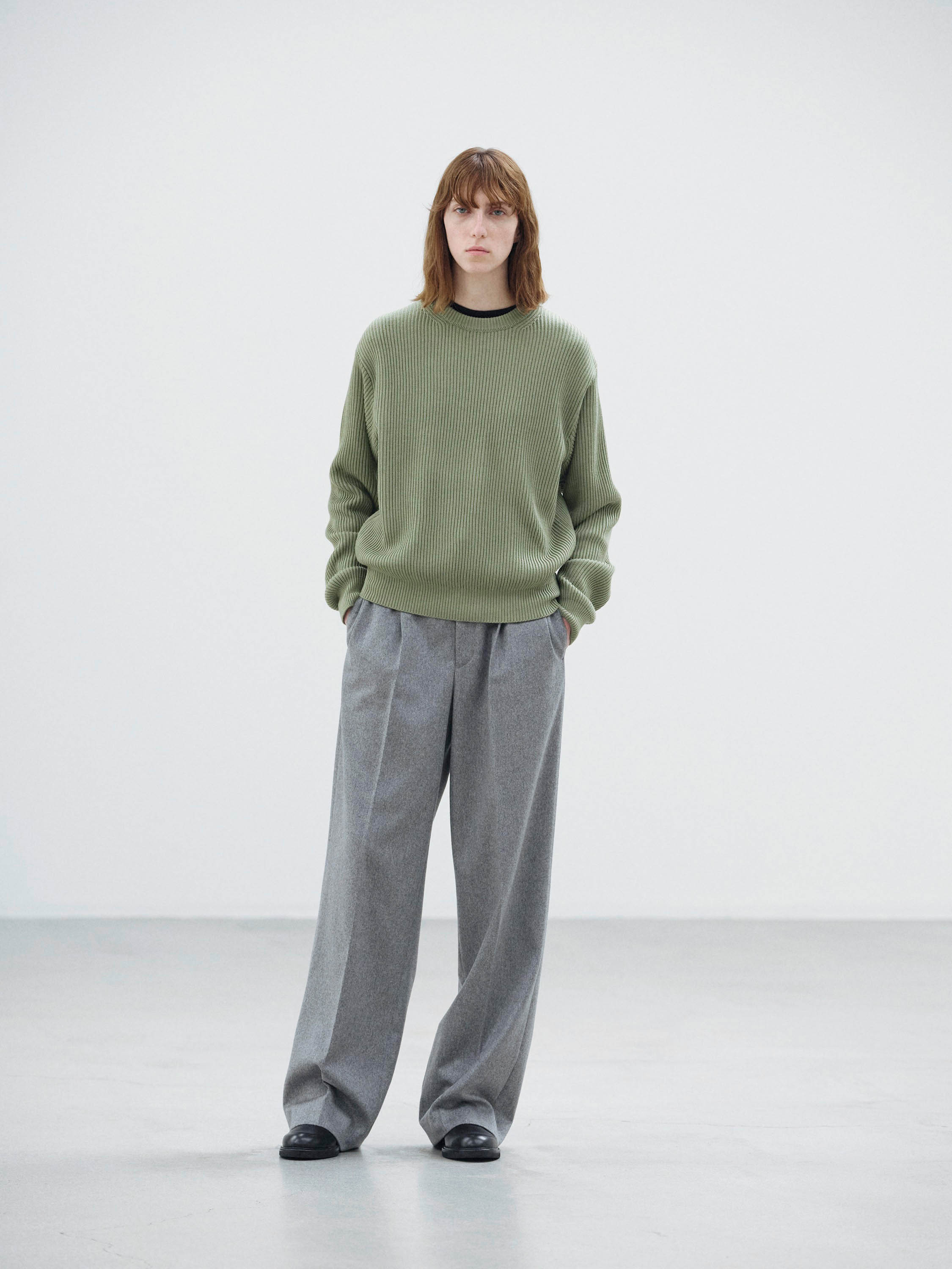 SUPER FINE WOOL SOFT RIB KNIT P/O 詳細画像 DUSTY GREEN 2