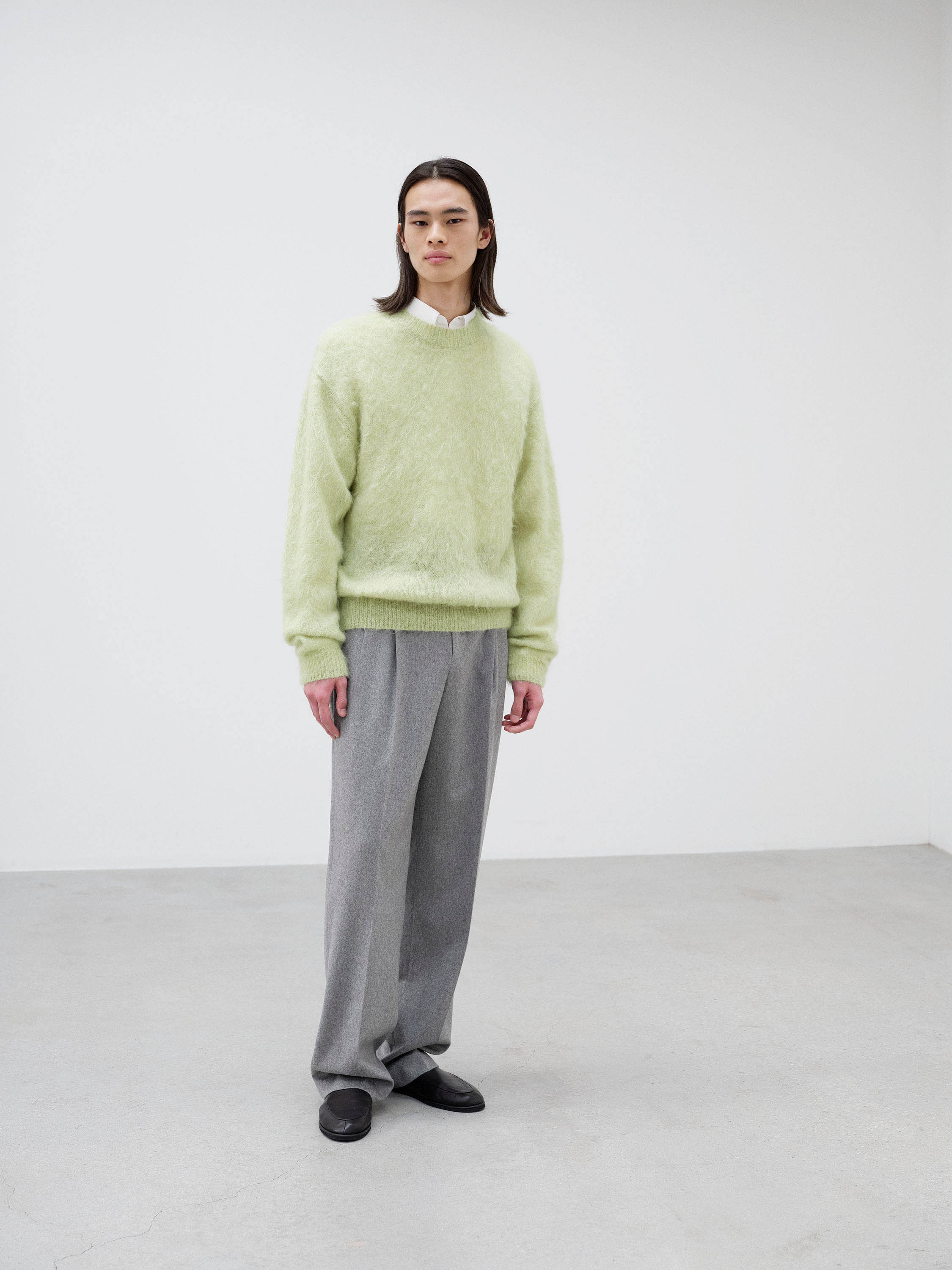 AURALEE SUPER KID MOHAIR KNIT P/O ニット Auralee Brushed Super Kid Mohair Knit Polo Ink Black – Neighbour
