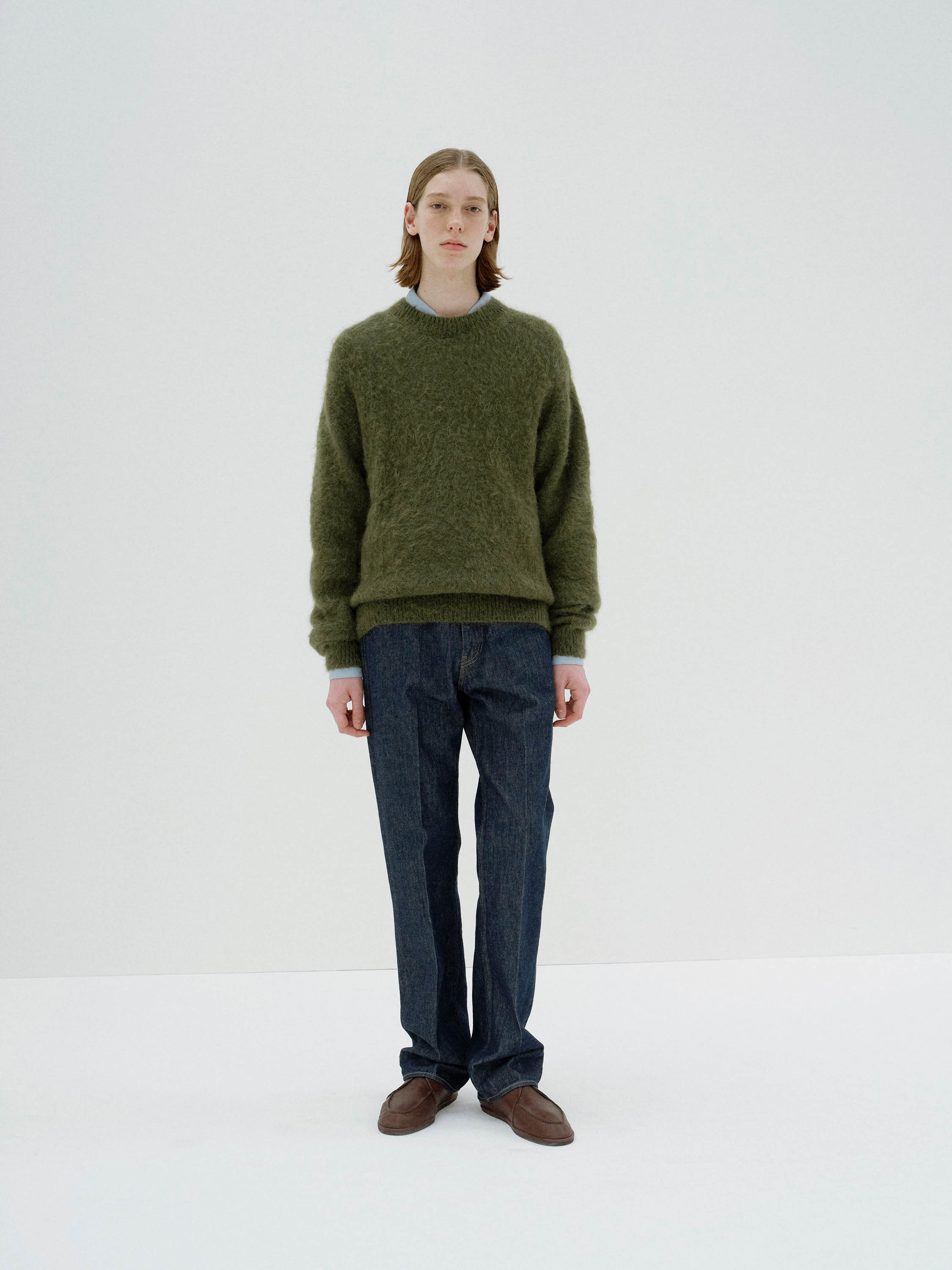 AURALEE グリーン ニットマフラー BRUSHED SUPER KID MOHAIR KNIT P/O - AURALEE Official Website