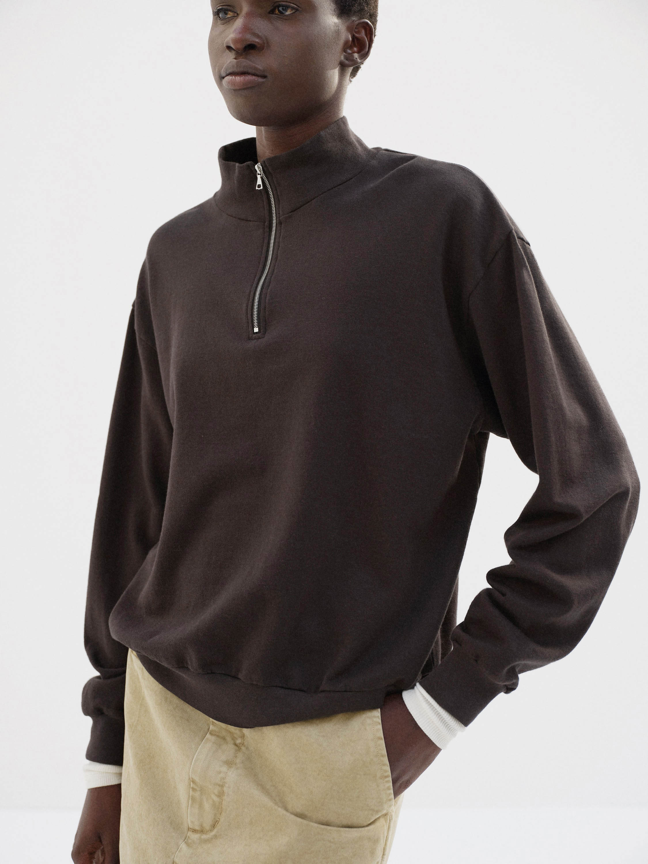 SUPER HIGH GAUGE SWEAT HALF ZIP P/O