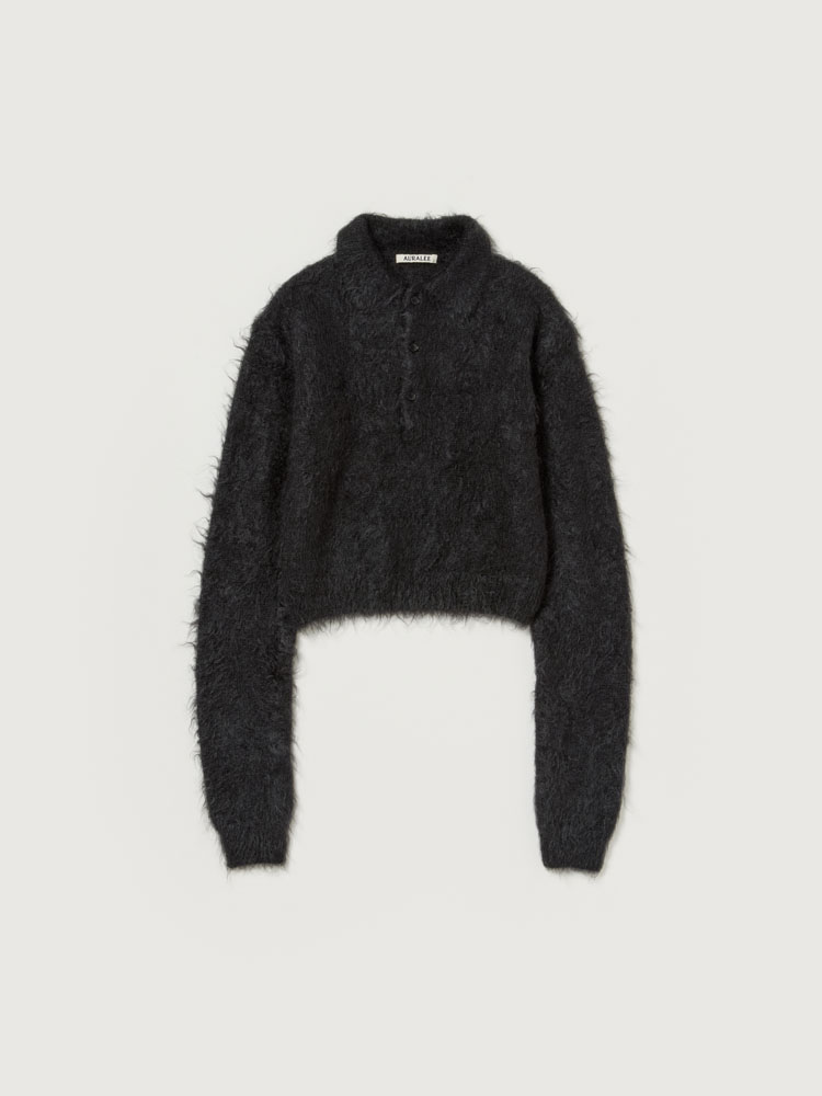 BRUSHED SUPER KID MOHAIR KNIT POLO - AURALEE Official Website
