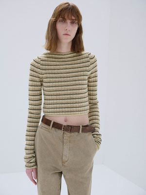 SHETLAND WOOL CASHMERE RIB KNIT BOAT-NECK P/O