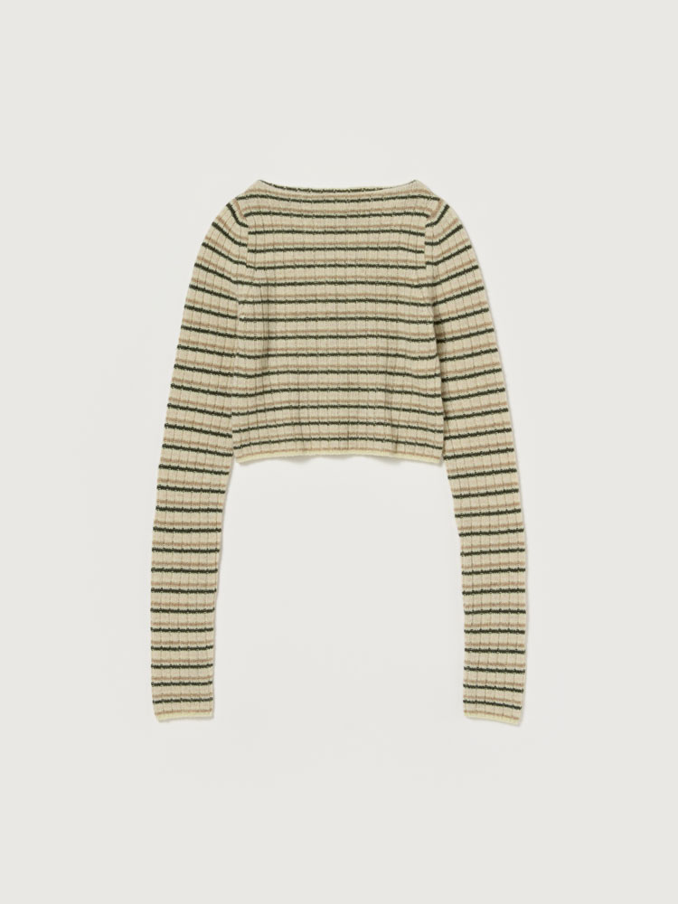 SHETLAND WOOL CASHMERE RIB KNIT BOAT-NECK P/O