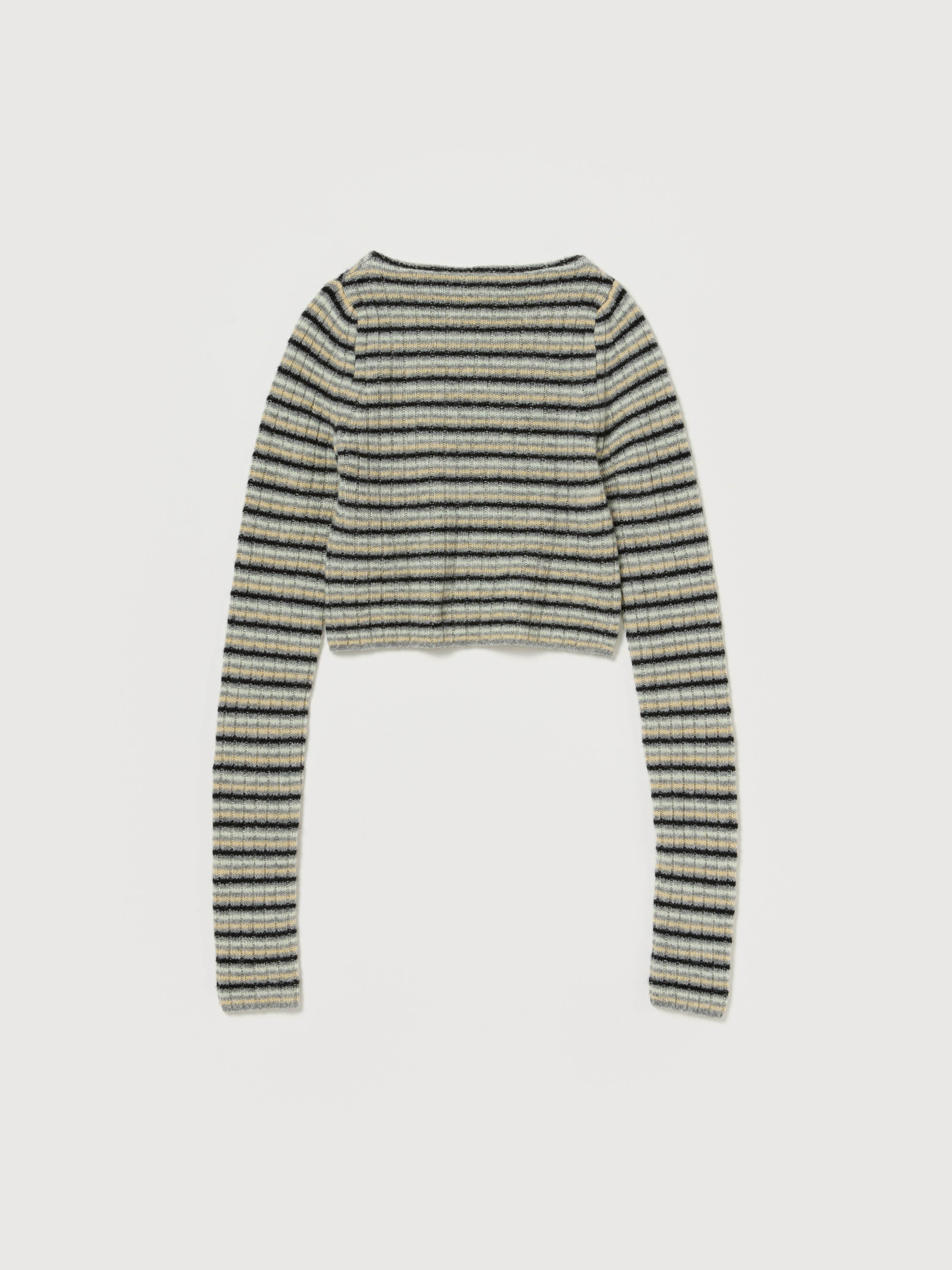SHETLAND WOOL CASHMERE RIB KNIT BOAT-NECK P/O 詳細画像 GRAY STRIPE 2