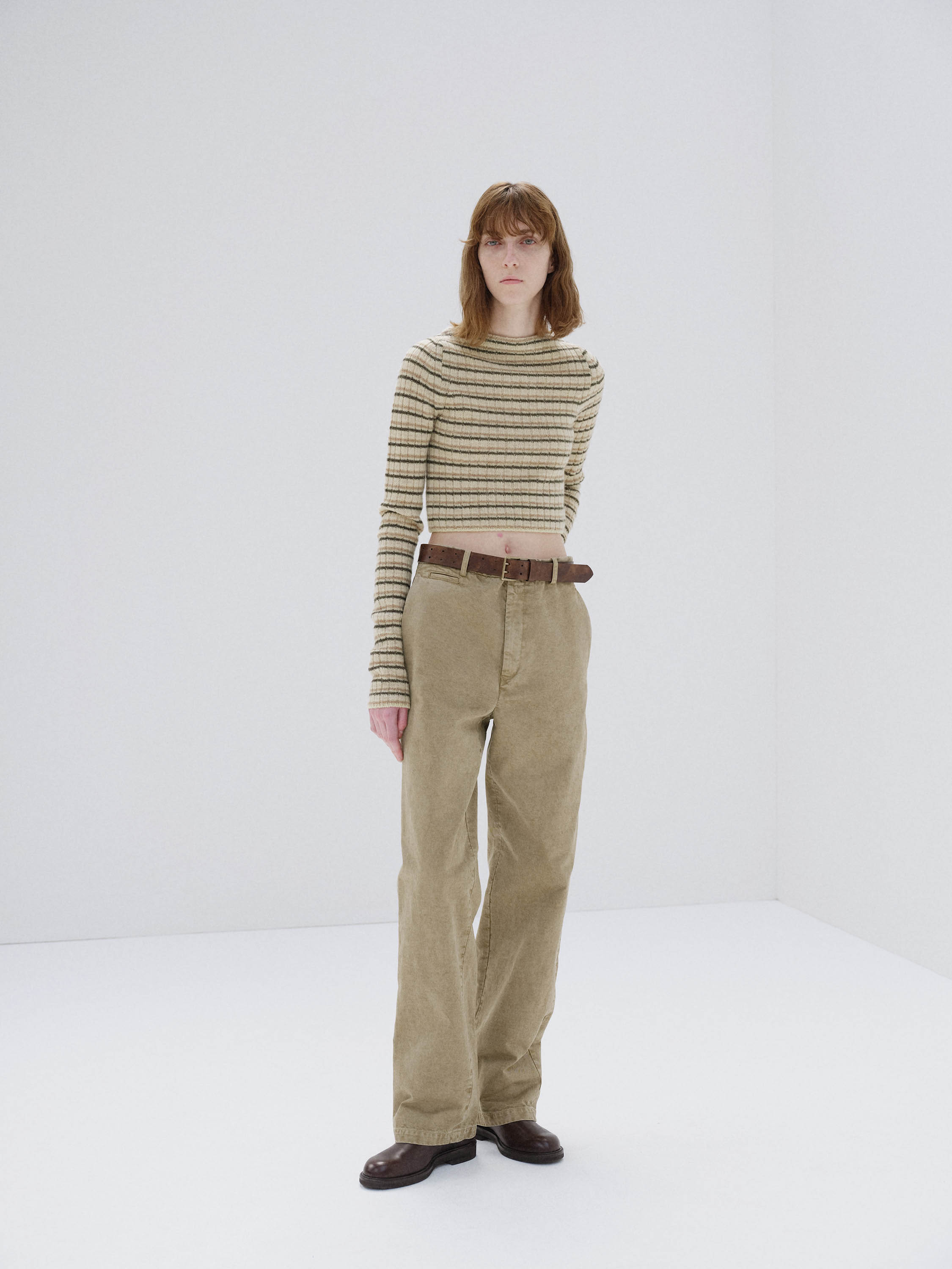 SHETLAND WOOL CASHMERE RIB KNIT BOAT-NECK P/O 詳細画像 BEIGE STRIPE 2